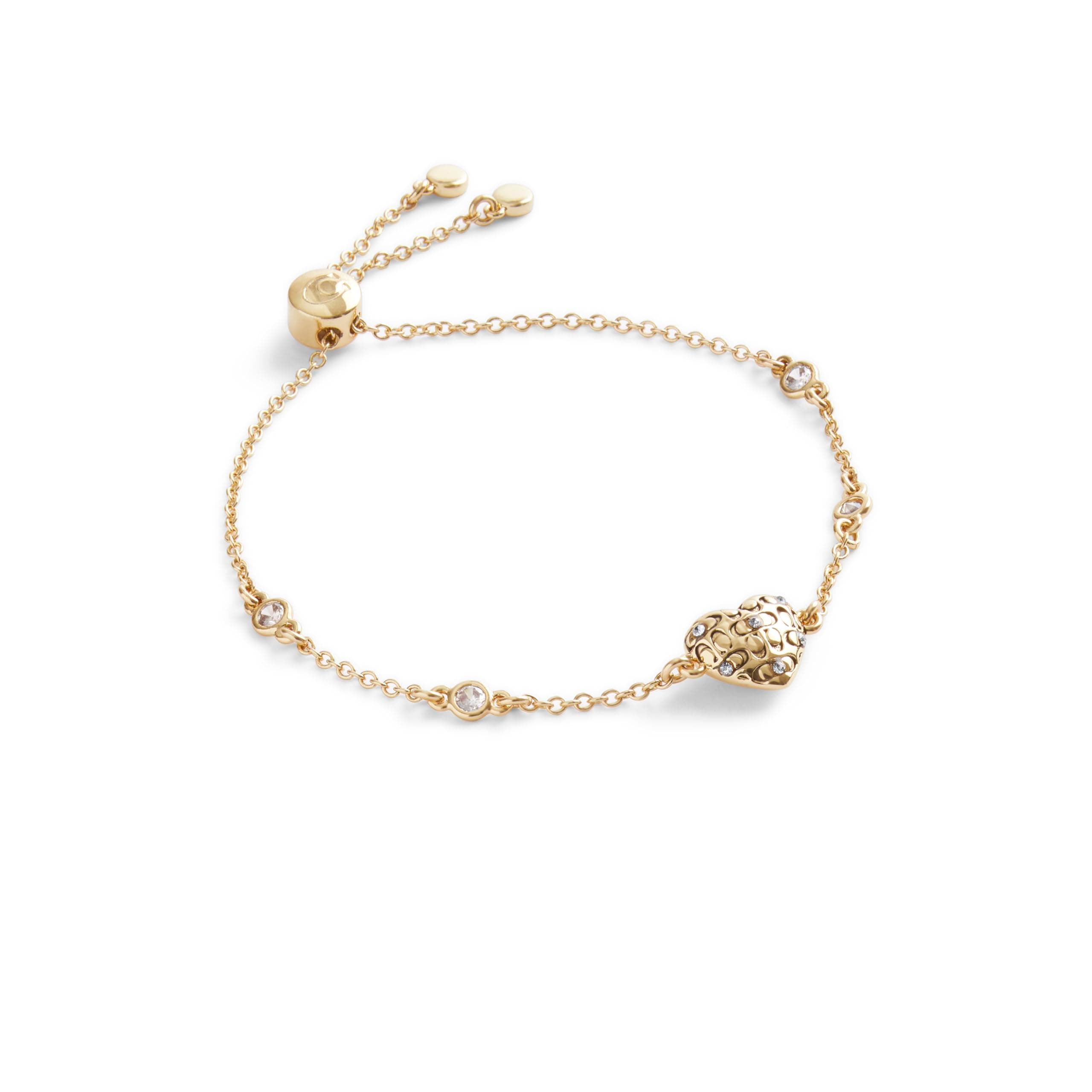 Womens Signature Quilted Heart Slider Bracelet