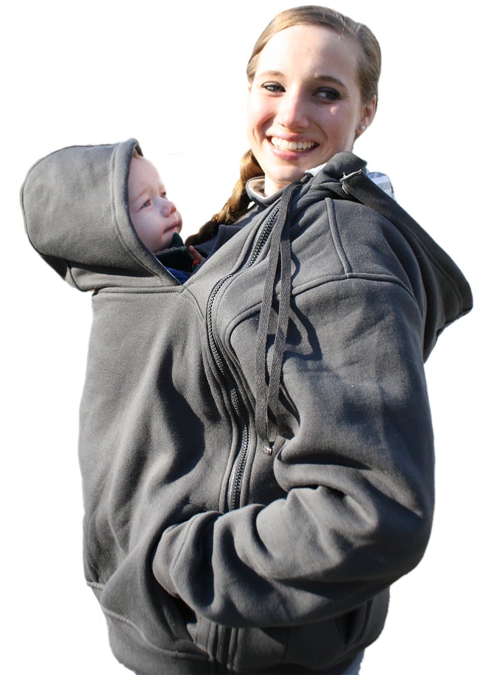 RooCoat Babywearing Coat - Charcoal with Gray Stripes - XL