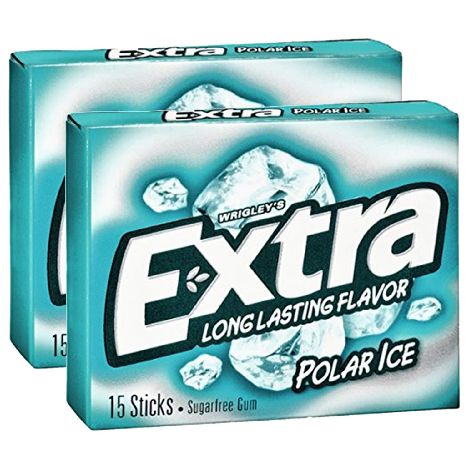 Extra Long Lasting Flavour Polar Ice Sugarfree Gum - 15 Sticks - 2 Pack, 2 x 40 g