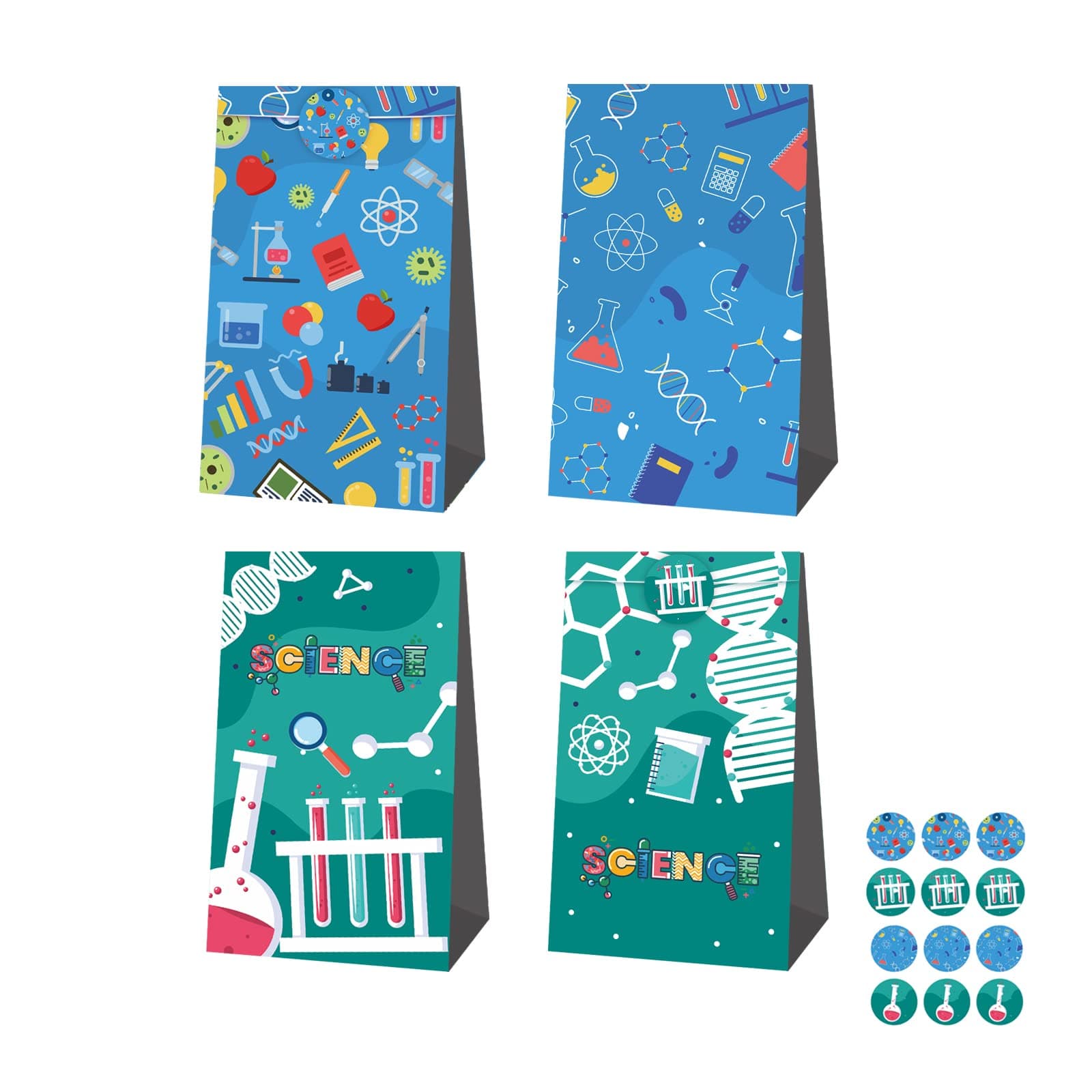 12Pcs Science Party Favor Bag Candy Bags Goodie Treat Gift Bags for Science Party Decorations Supplies