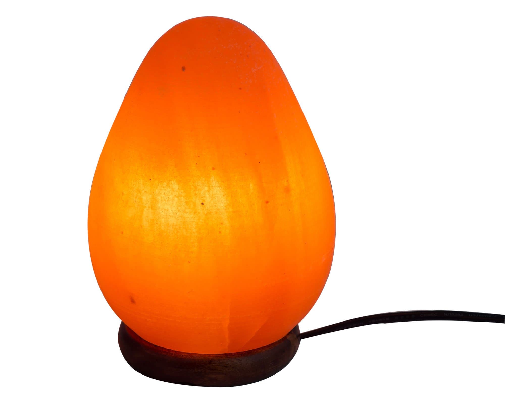 Salt Kingdom Himalayan Natural Egg Shape Crystal Rock Night Light Salt Lamp Ionic Air Purifier, Decorative Genuine Wood Base with Cord, UK Plug Electric Wire, Light Bulb