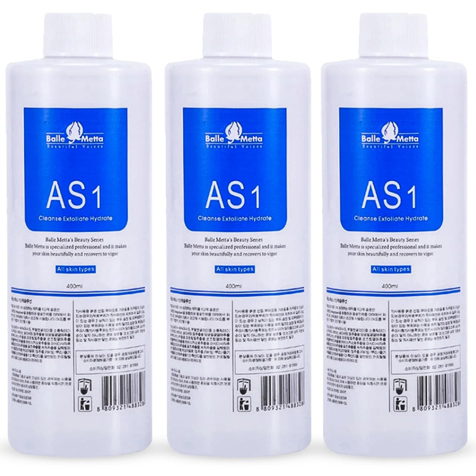 YMEYFAN AS1 Hydrate Solution for Facial Machine Hydrogen Oxygen Professional, AS1 SA2 AO3 Aqua Peeling Solution Serums for Hydration Face Cleaning, Face Skin Care, Hydrating, Exfoliate (400ml/3Pcs)