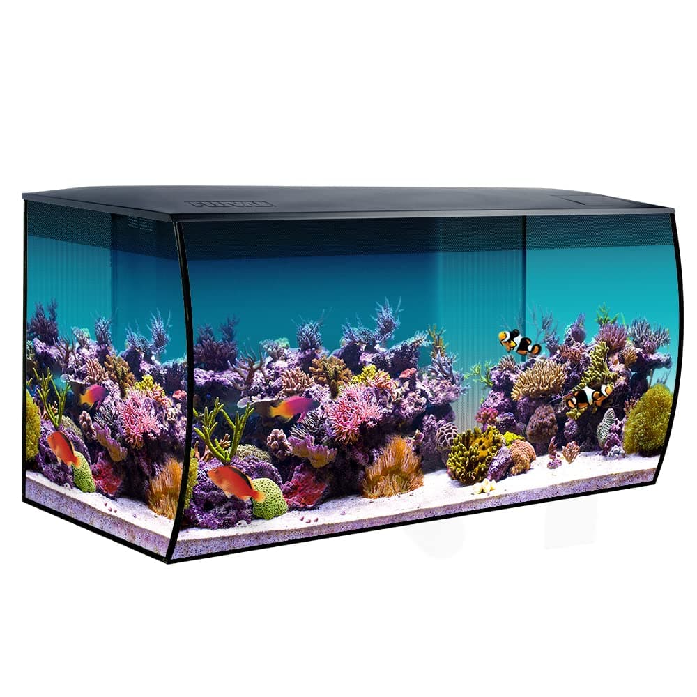 Fluval Flex 32.5 Marine Salt Water Aquarium Kit - Fish Tank for Fish, Coral & More - Comes with LED Lights, Filtration System & More - 32.5" x 15.75" x 15.35" - 123 L, 32.5 Gal. - Black