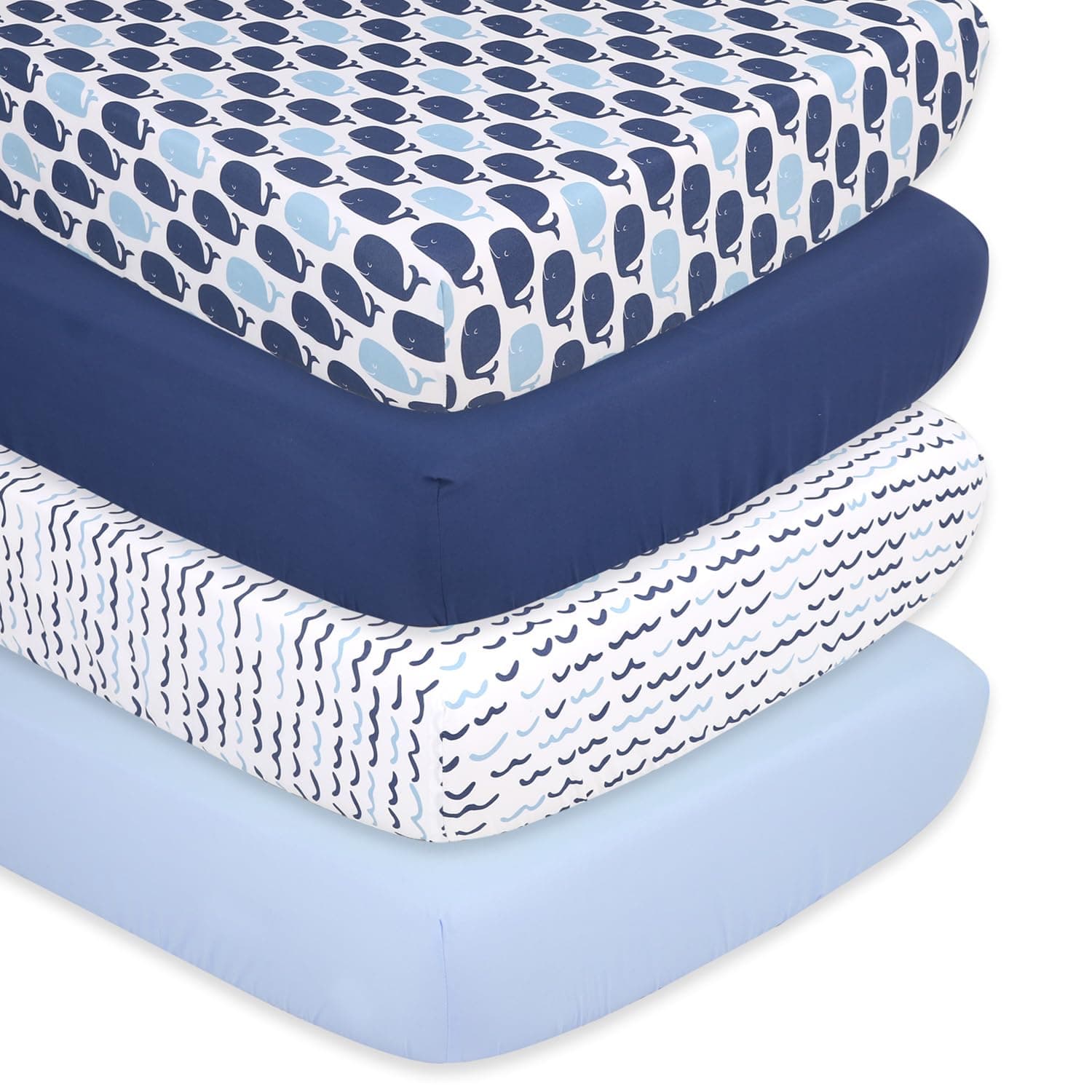 The Peanutshell 4-Pack Fitted Crib Sheet Set - Super Soft & Breathable Baby Girl or Boy Crib Sheets, Nursery Decor, Fit for Standard Mattress Cover- Nautical