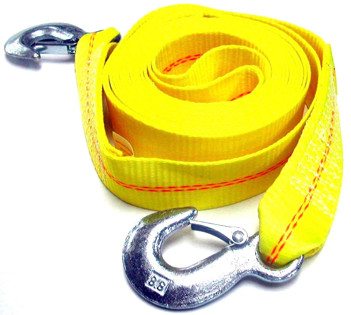 HFS (R) 2'' X 30'', 4.5 Ton 2 Inch X 30 Ft. (9 Meter) Polyester Tow Strap Rope 2 Hooks 10,000lb Towing Recovery