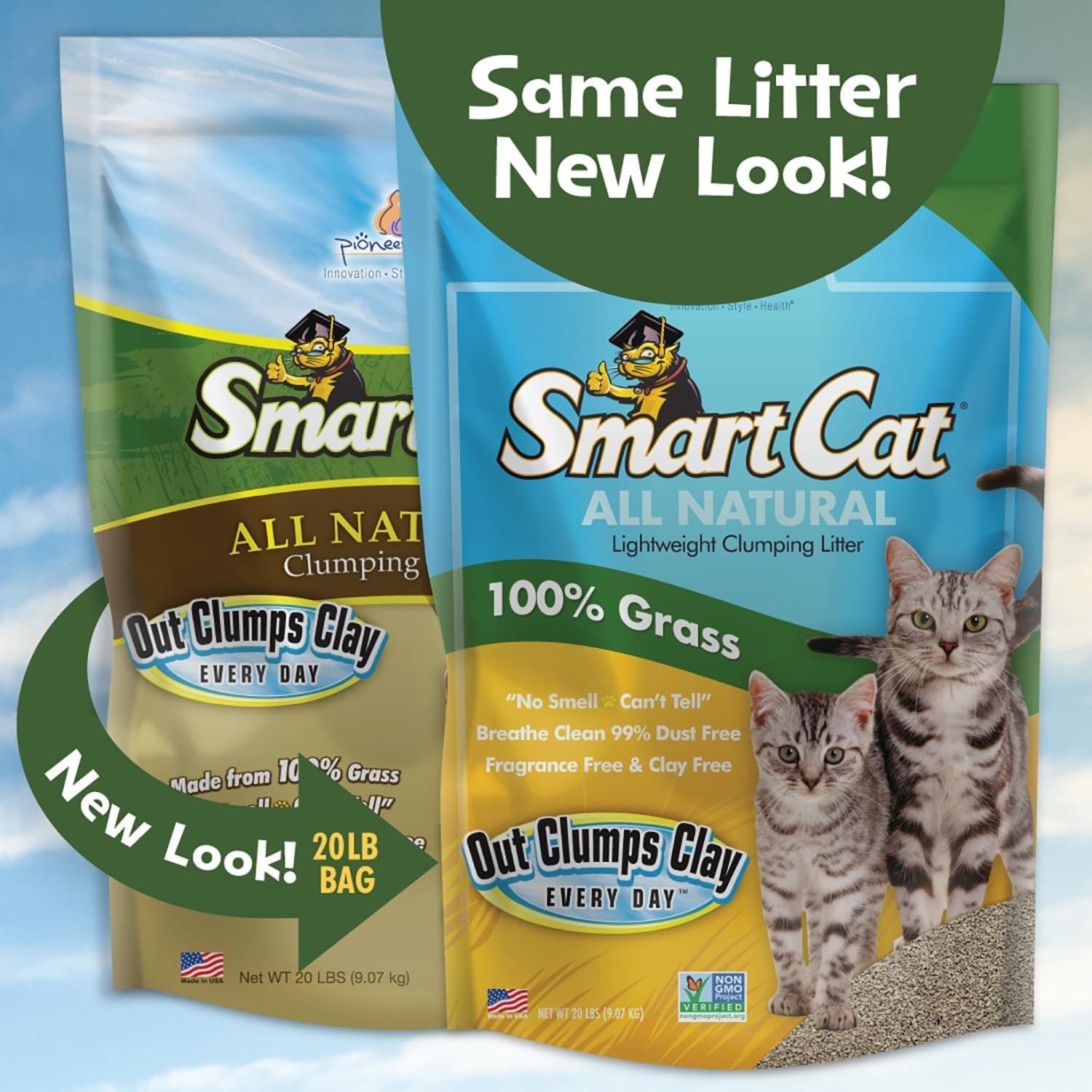 SmartCat All Natural Clumping Cat Litter - Chemical and Dust Free - Alternative to Clay and Pellet Litter - Unscented and Lightweight - 5 Pounds