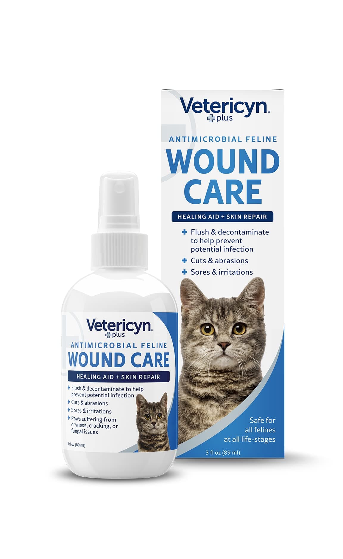 Feline Wound Spray by Vetericyn Plus | Cat Skin Care and First Aid Spray - Itch and Sore Relief - 3-ounce