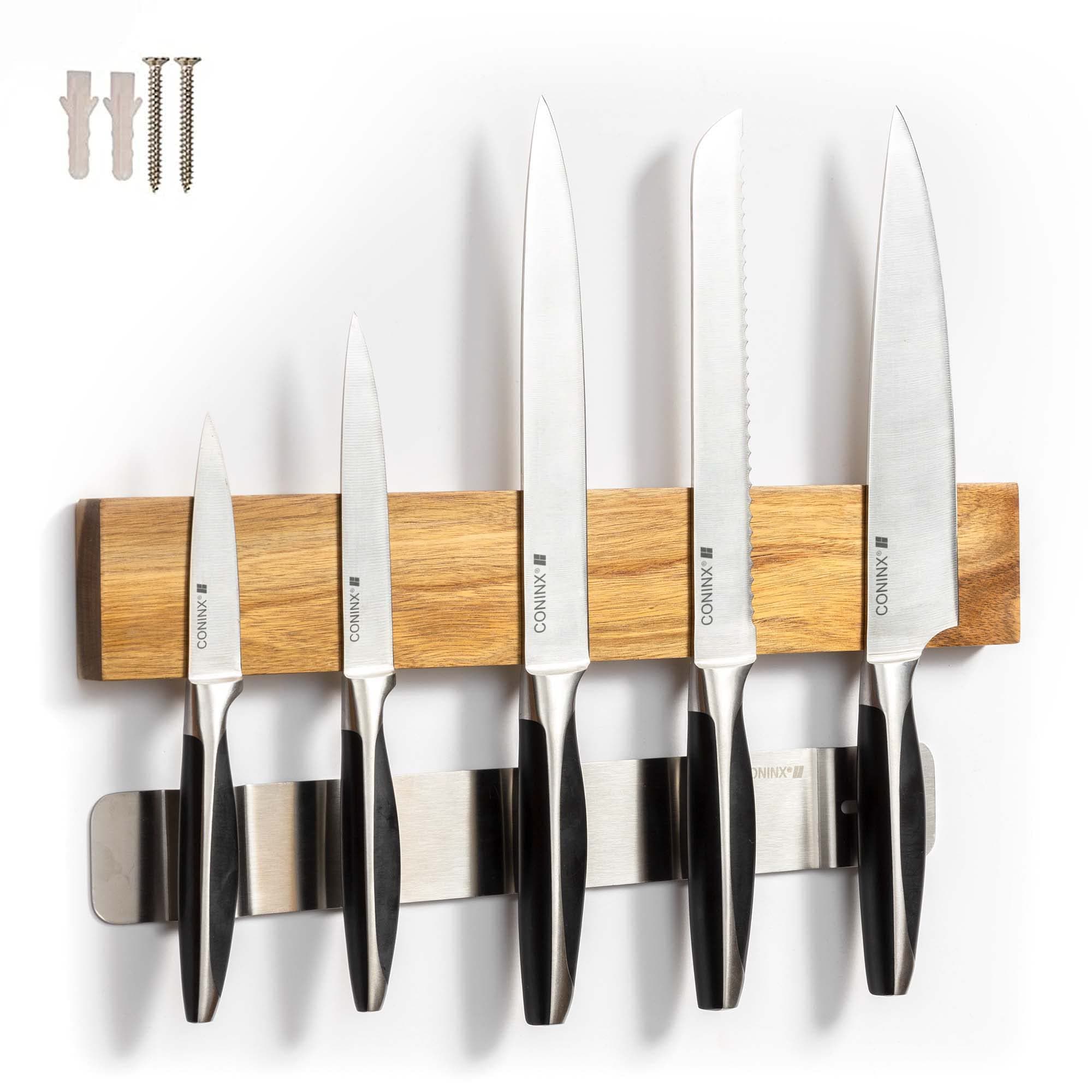 Knife magnetic strip made of acacia wood