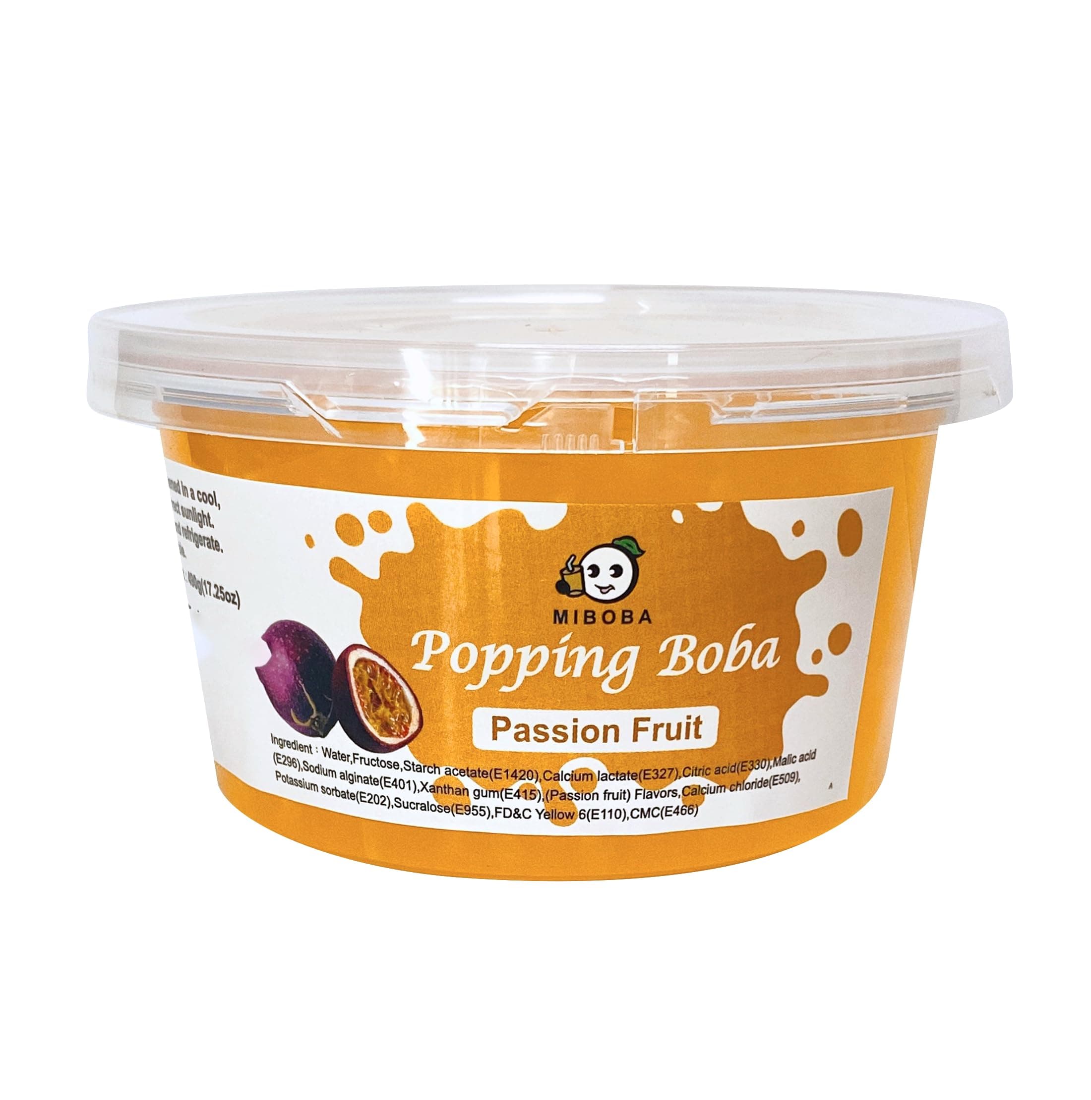 Passion Fruit Popping Boba Pearls Bursting Boba Pearls for Bubble Tea, Popping Juice Boba Balls, Bomb Boba Pearl Balls - 490g(17.25oz)