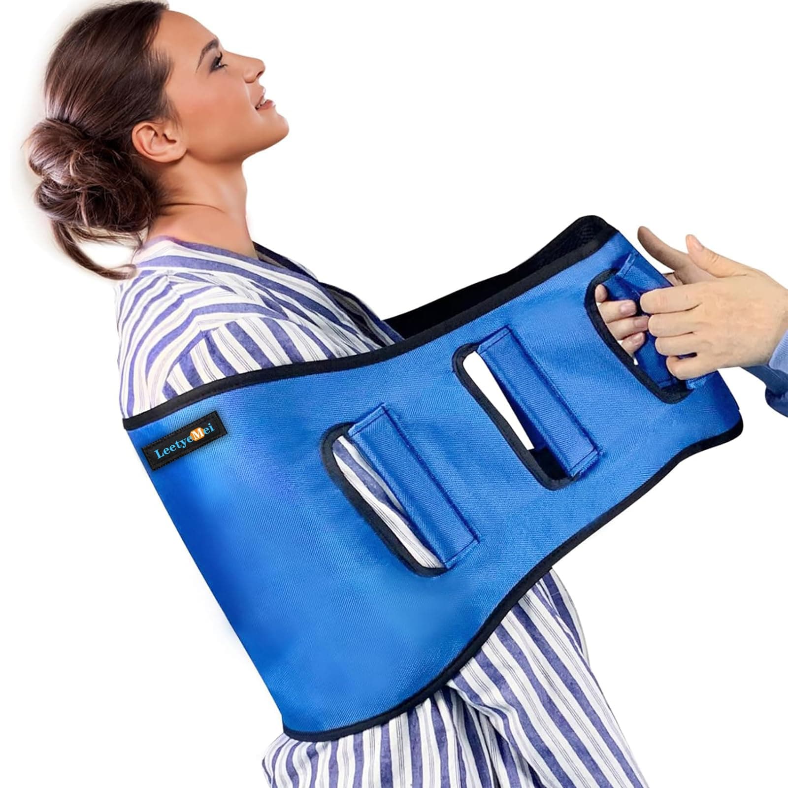 Transfer Sling for Seniors, Widened Back Curve Design Transfer Belt for Movement, Transfer Boards for Bedridden Patient, Bed Assist Handle, Back Lift Belt for Patient Care (Blue)