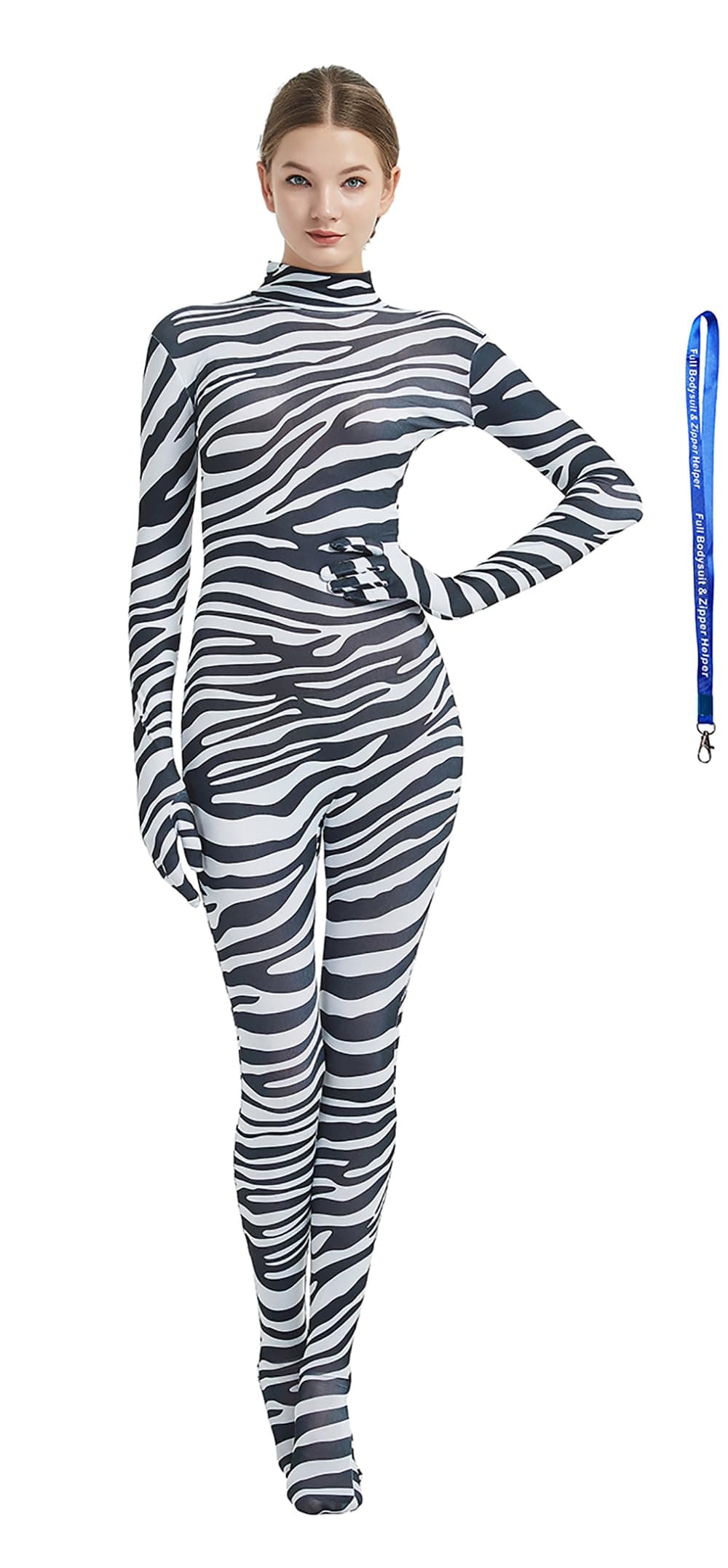 Full Bodysuit Include Zipper Helper Womens Costume Without Hood Spandex Zentai Unitard Body Suit