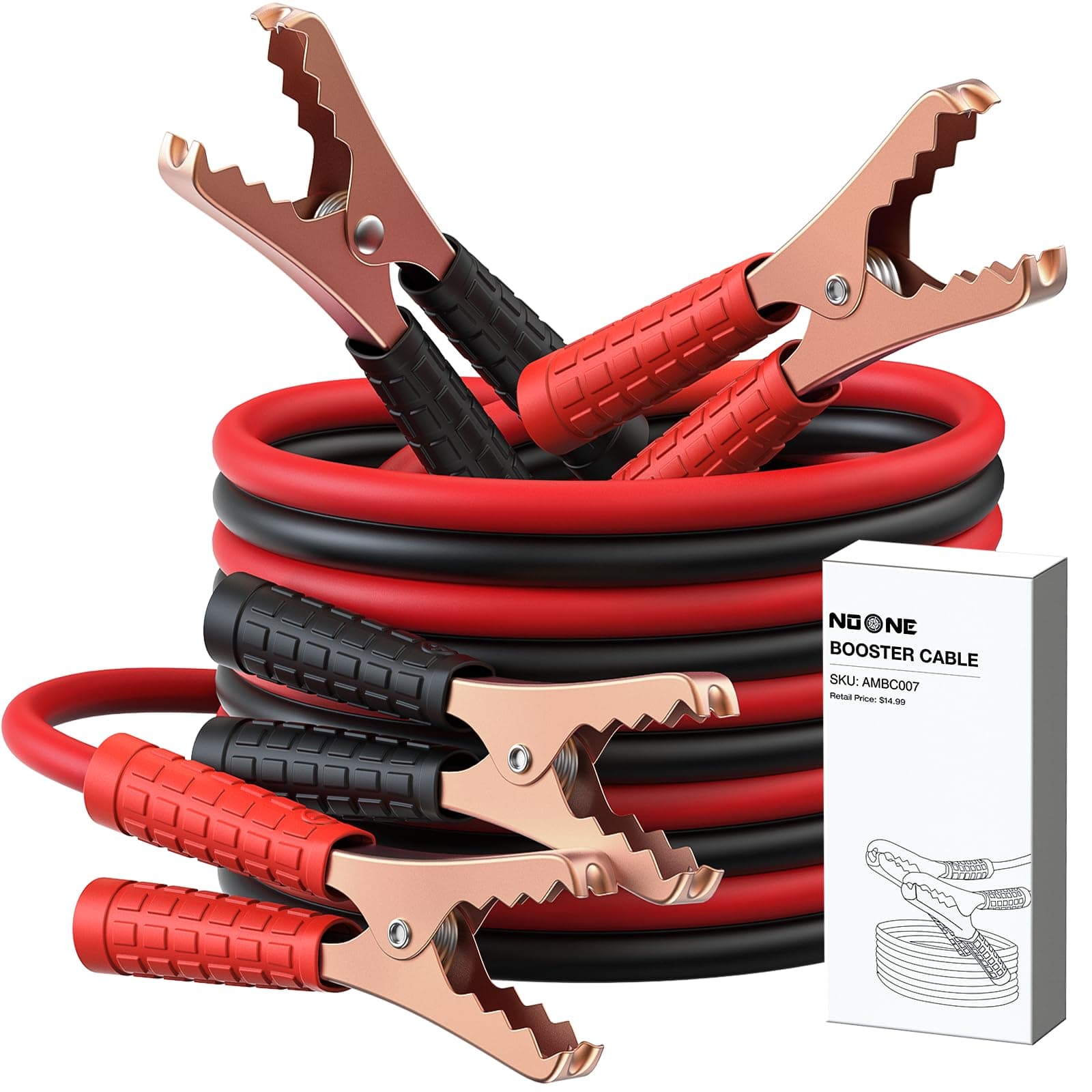 NOONE Jumper Cables for Car Battery, Heavy Duty Automotive Booster Cables for Jump Starting Dead or Weak Batteries (10-Feet (10-Gauge)