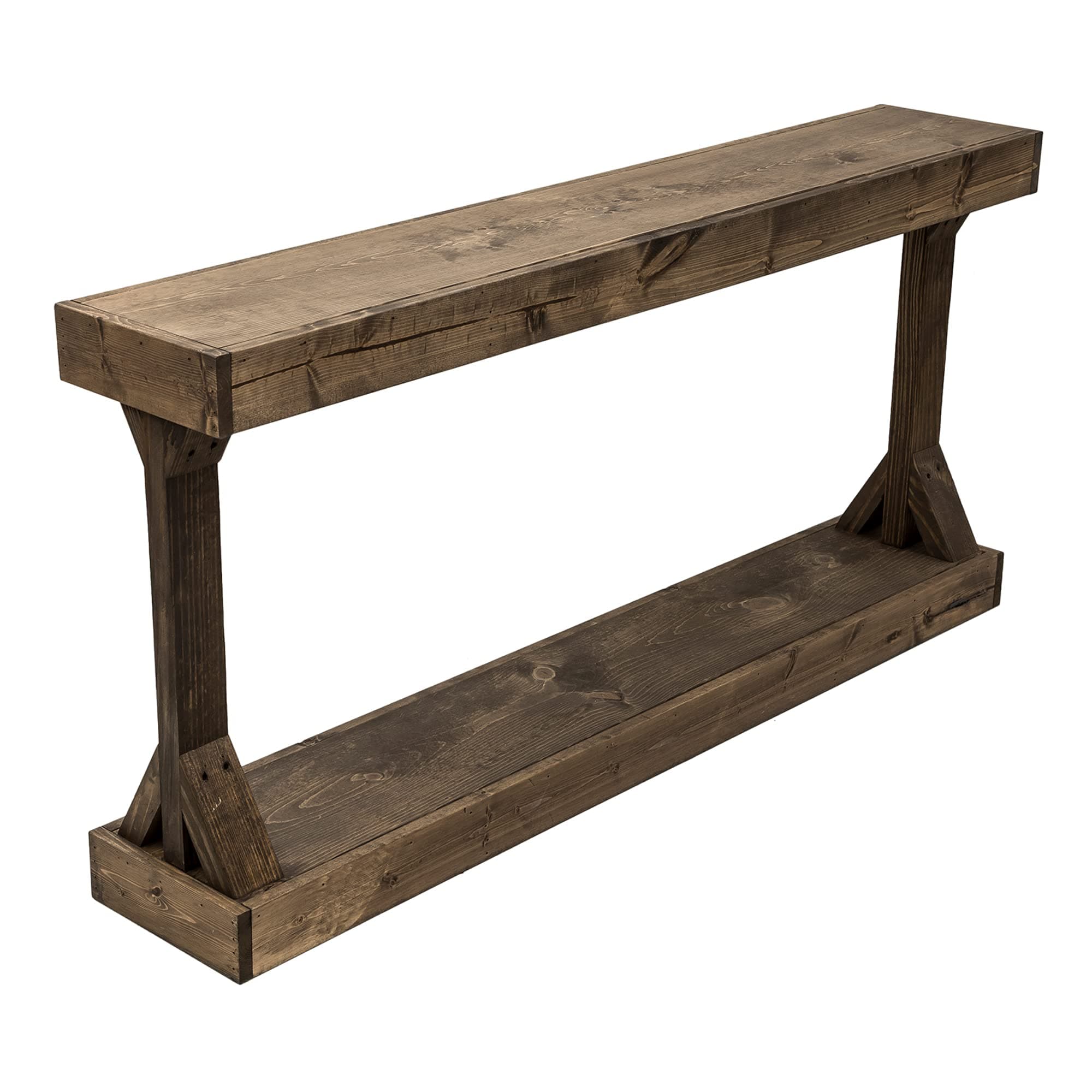 Del Hutson Designs Barb Large Console Table Solid Wood by Assembled Base Dark Walnut Rustic Sofa Tables