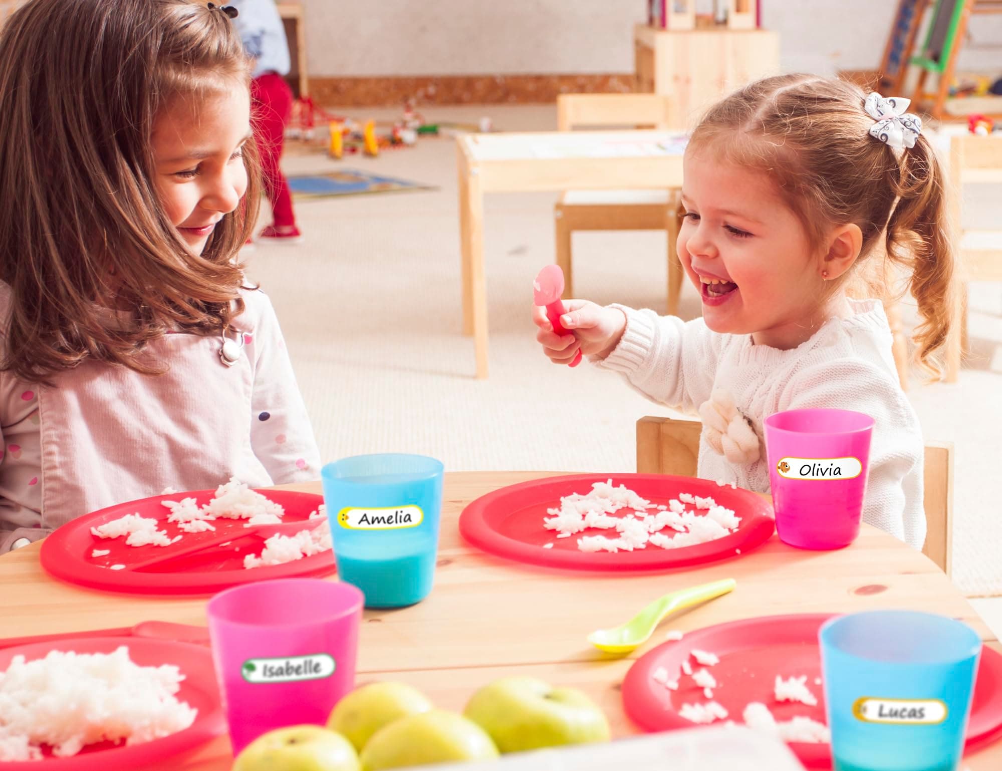 CHUBBIEE Baby Bottle Waterproof Write-On Name Labels for Daycare, Assorted Sizes & Colors, Pack of 64