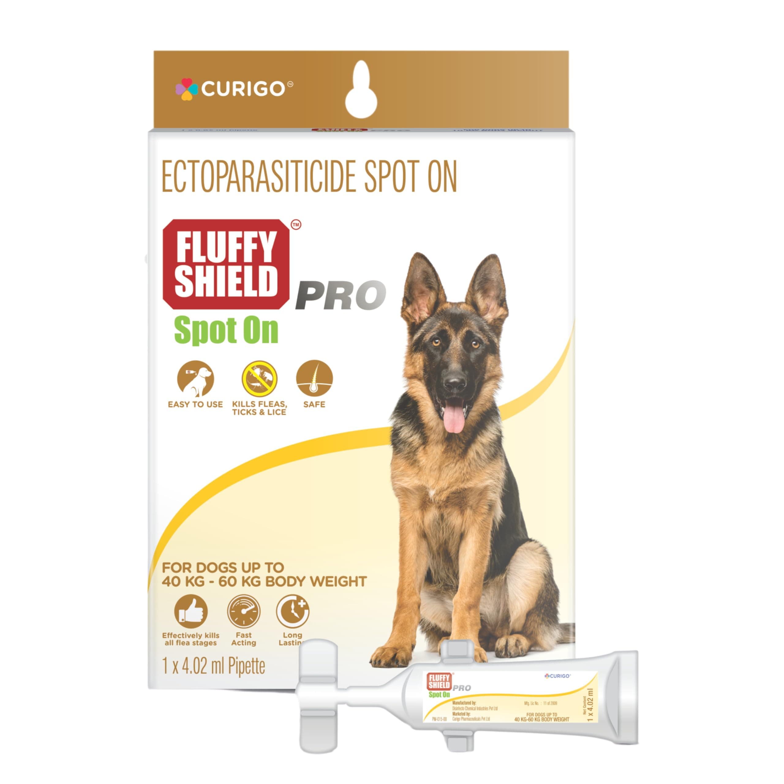 Spot-On: 4.02 ml Single Pipette for Dogs (40-60 kg) – Flea, Tick & Lice Prevention & Treatment