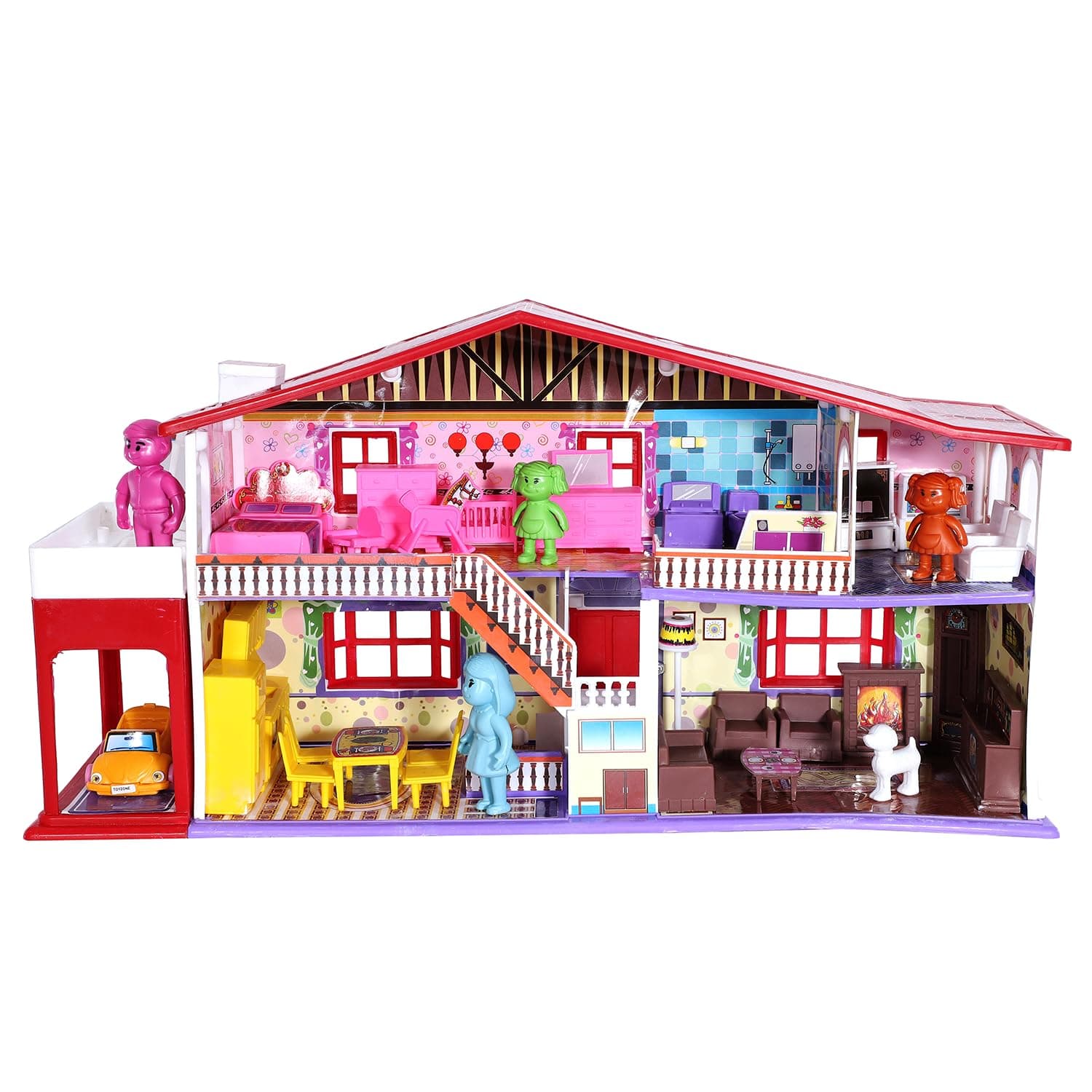 Toyzone Dollhouse (50 Pcs) | Play Set For Girls| Role Set| Doll House With Furniture| Kids Furniture Pretend (My Deluxe House(50Pcs))