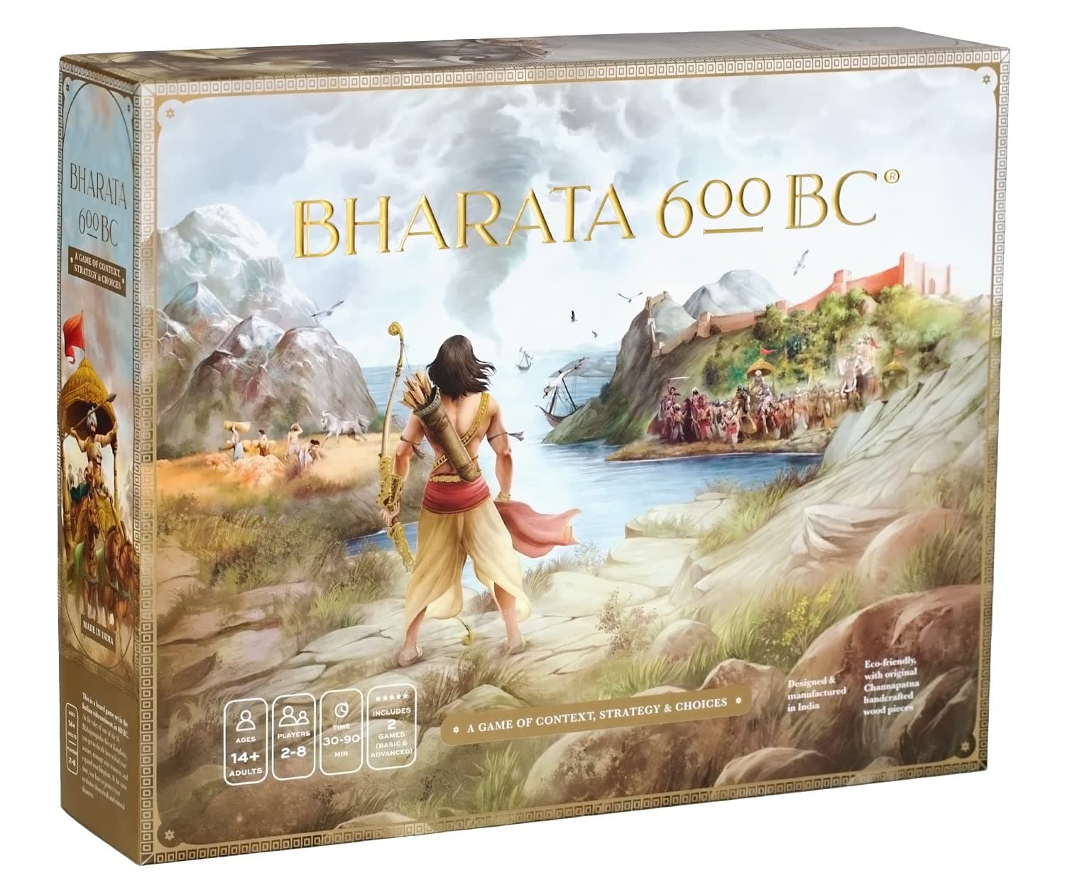 GoIndia Games Bharata 600 BC Strategy Board Game for Adults and Children | 2-8 Players | 14+ Years | Epic Indian Strategy Game | Multicolor