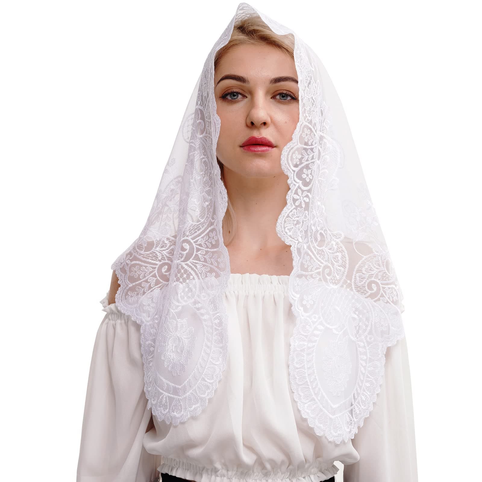 Spanish MantillaTriangular Mantilla Lace Head Covering Mass Catholic Church Veils