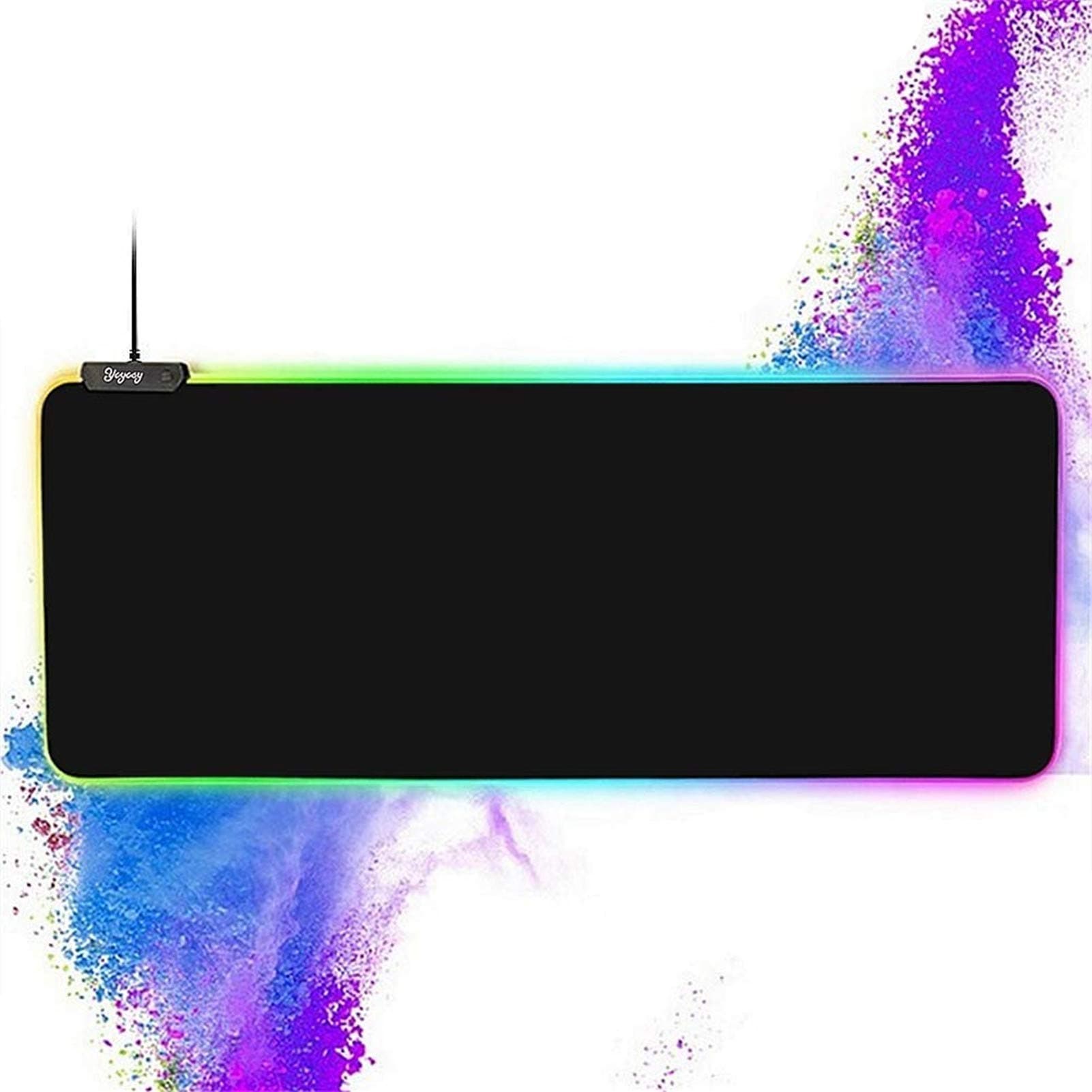 RGB Gaming Large Mouse pad,YCYCSY Professional LED Extended Black Mouse Pad,Extra Long Computer Keyboard Mouse Pads, Anti-Slip Rubber Base,Waterproof Keyboard Mouse Mat with 14 Lighting Modes