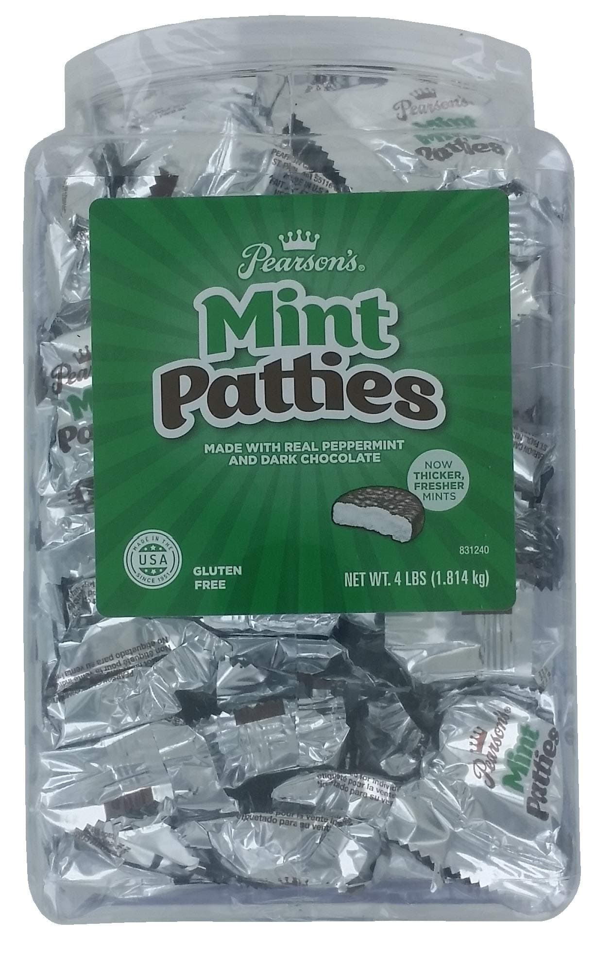 Mint Patties | Made with Decadent Dark Chocolate and Real Peppermint | 64 Oz Jar | Individually Wrapped