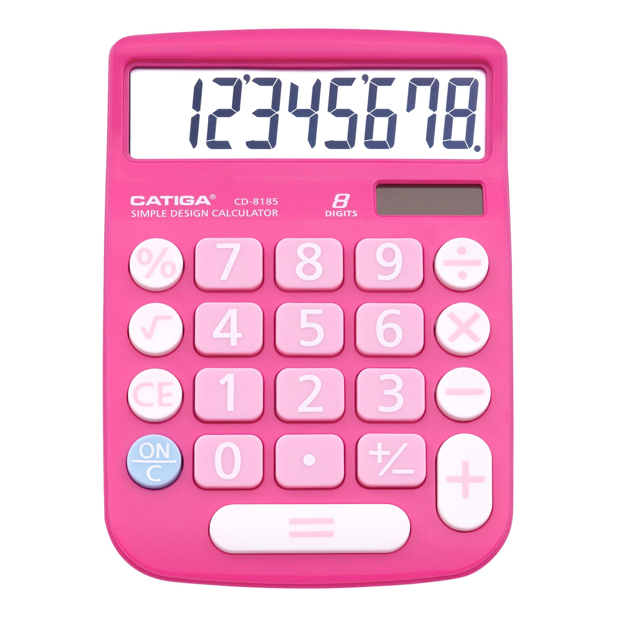 CATIGA Desktop Calculator 8 Digit with Solar Power and Easy to Read LCD Display, Big Buttons, for Home, Office, School, Class and Business, 4 Function Small Basic Calculators for Desk, CD-8185