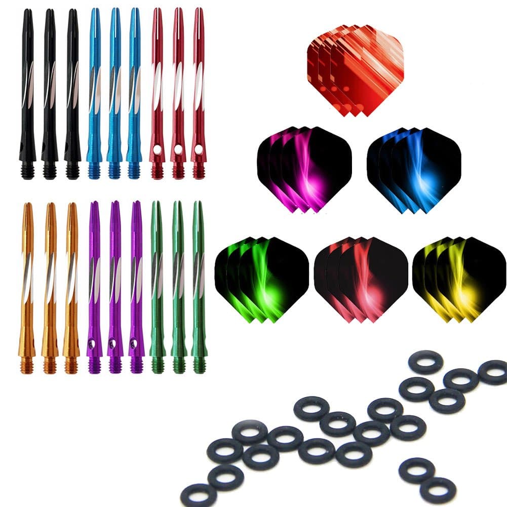 ToBeIT Dart shafts Aluminium 12/15/18pcs-alu Dart shafts mit O-Rings