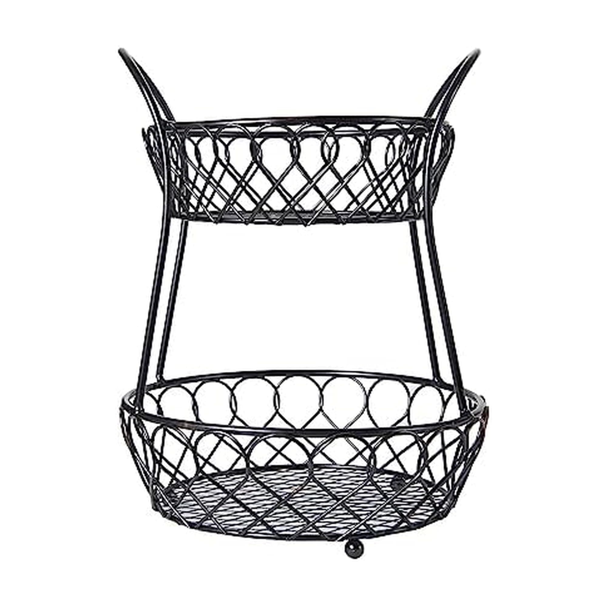 Gourmet Basics by Mikasa Loop and Lattice Wire Basket, Antique Black