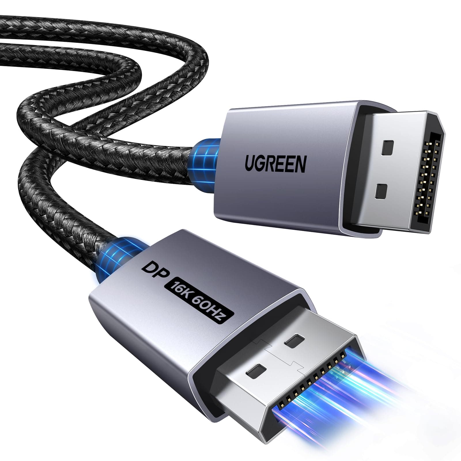 16K@60Hz 80Gbps DisplayPort Cable 2.1 DP Cord 8K@240Hz 4K@480Hz Display Port Cable 6.6FT HDR, HDCP2.3, DSC1.2a, FreeSync, G-Sync, Alu Braid Compatible Monitor, Graphics RTX 5090 4090, PC, HDTV