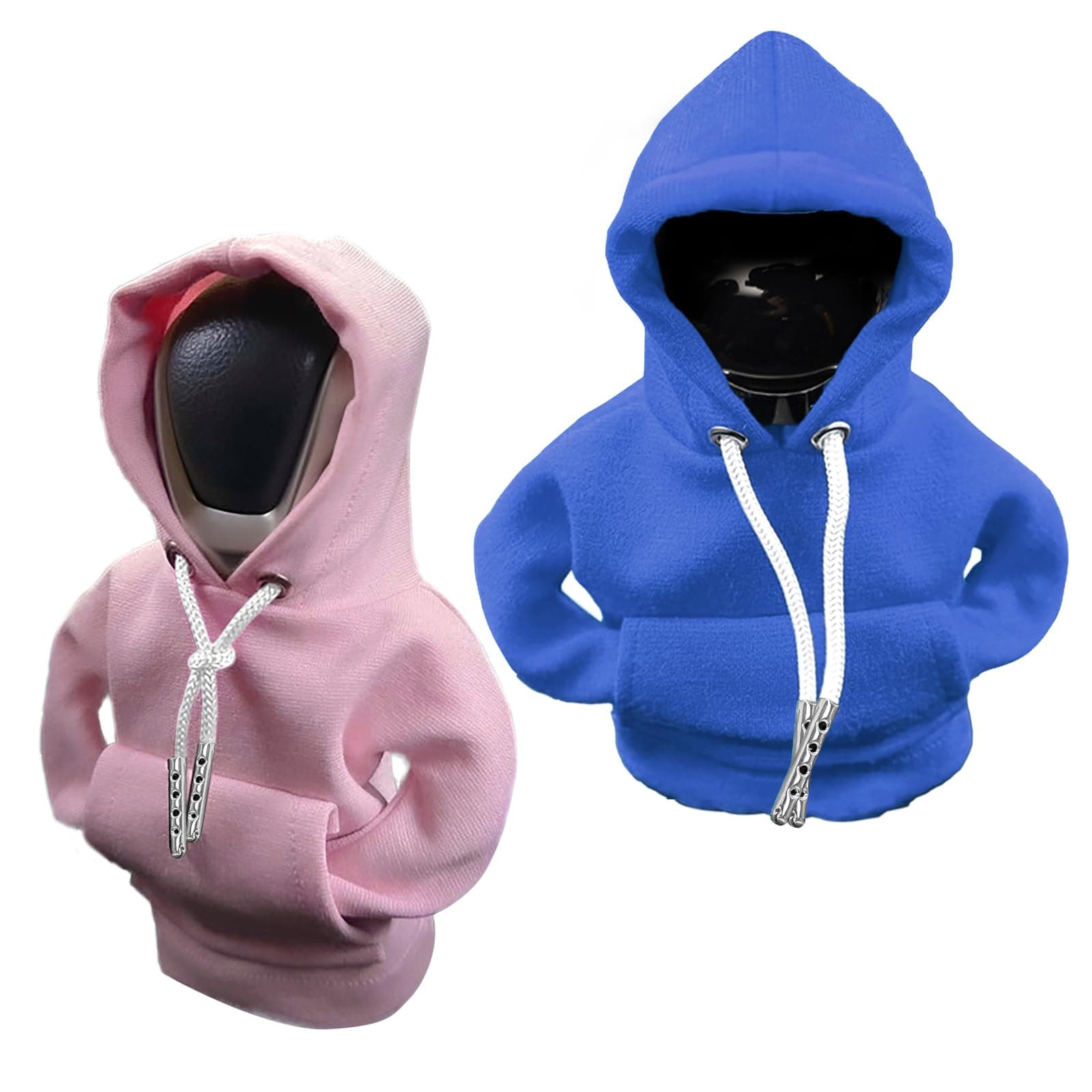 VVAG Universal Car Gear Shift Cover, 4.7 Inch Shifter Stick Protector, Funny Hoodie (Pink + Blue)