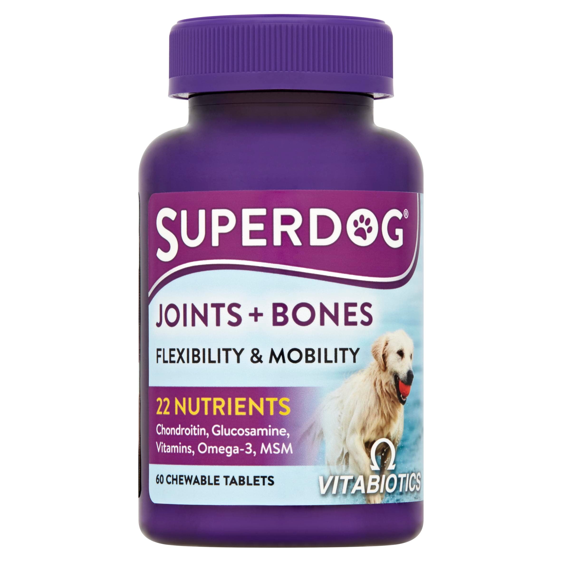 Vitabiotics Superdog Joints and Bones | Joint Supplement for Dogs, with Glucosamine, Calcium & Green Lipped Mussel | from UK's No.1 Vitamin Company