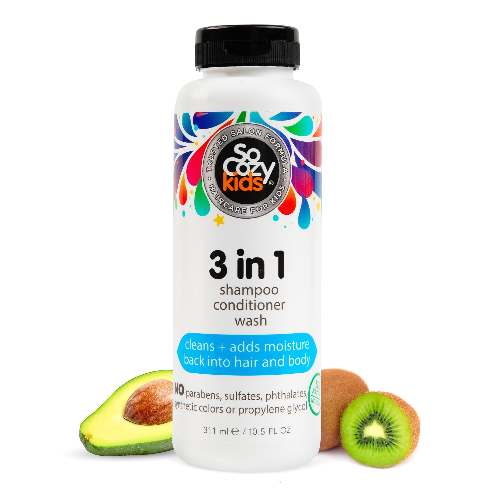 SoCozy 085553005251 Non-Professional Children Shampoo 310 ml â Shampoo (Children, Not Professional, 3 in 1: Shampoo, Conditioner and Bath Gel, 310 ml, Gloss, Smooth, Handle)