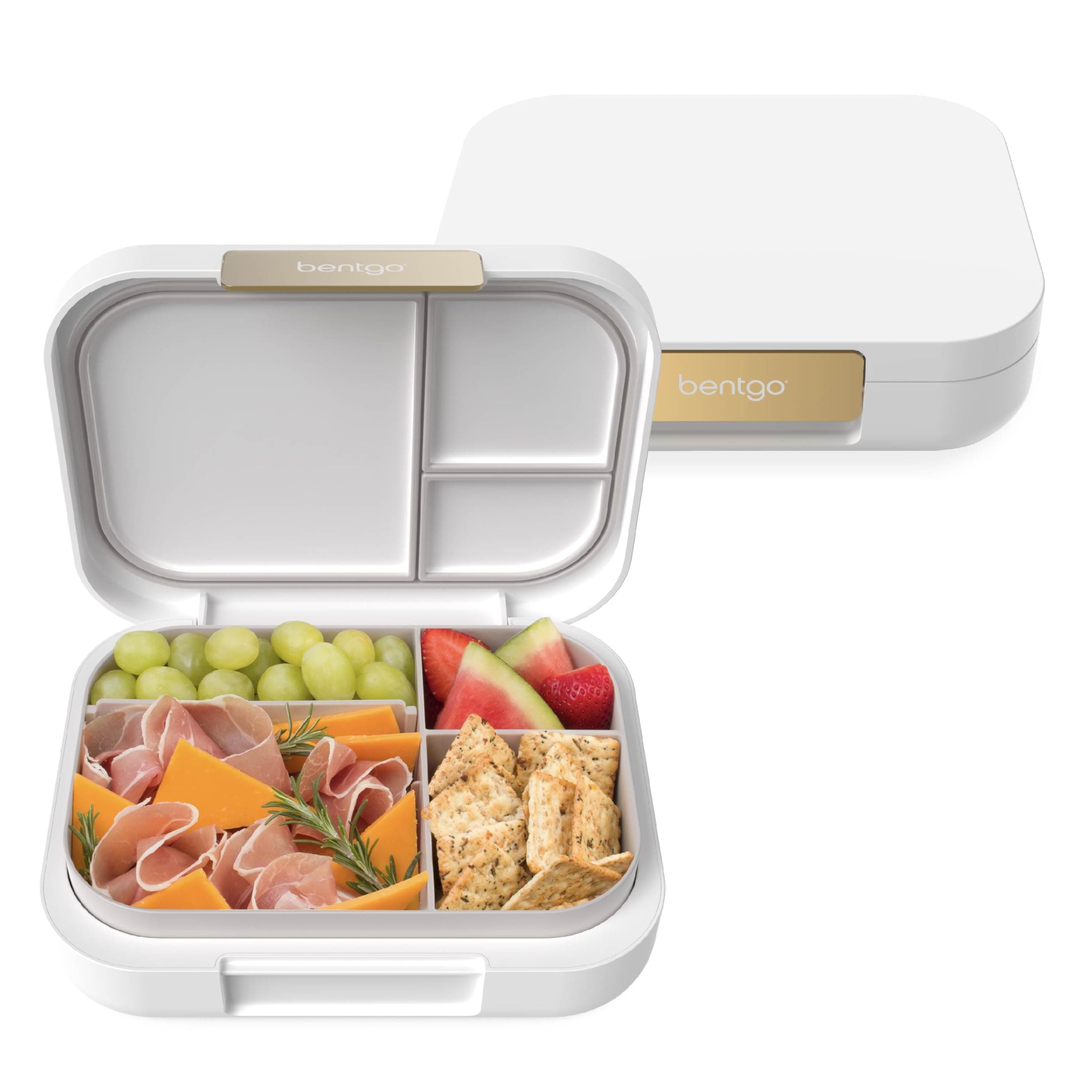 Bentgo® Modern - Versatile 4-Compartment Bento-Style Lunch Box, Leak-Resistant, Ideal for On-the-Go Balanced Eating - BPA-Free, Matte Finish and Ergonomic Design (White)