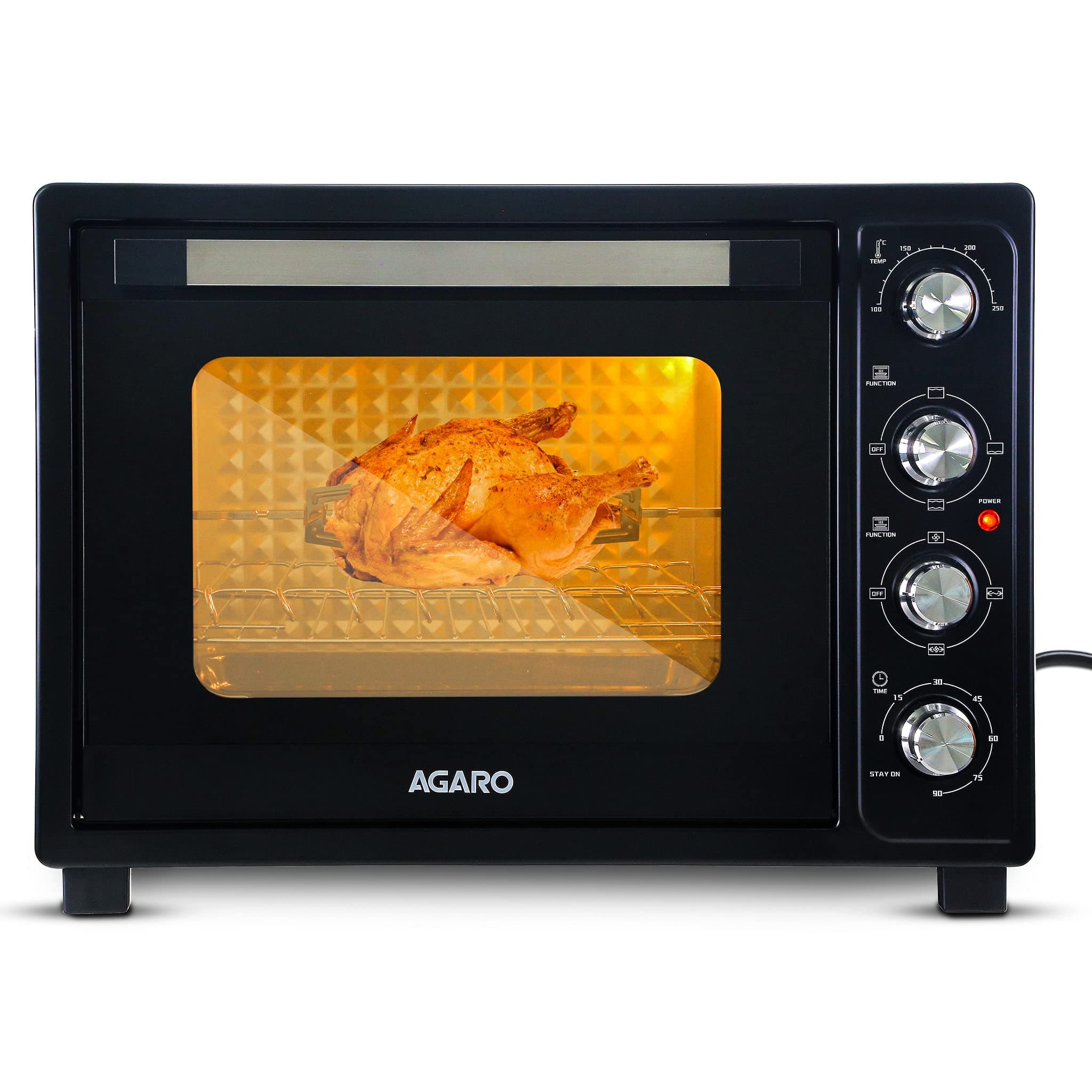 AGARO Royal 60 Litres OTG, Oven Toaster Griller, Motorised Rotisserie, Convection, 3 Heating Modes, Adjustable Temperature & Timer, Kitchen, Cake Baking, Chicken Grilling, Black