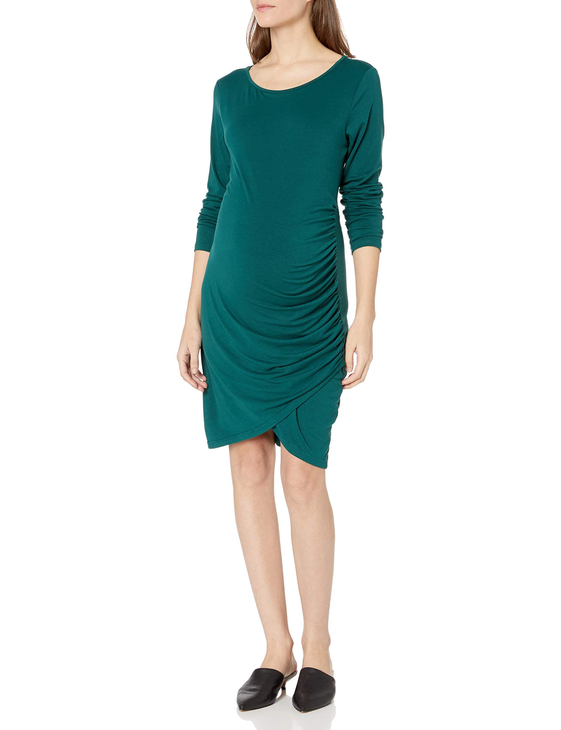 Coolmee Womens Maternity Dresses Casual Ruched Short Sleeve Irregular Bodycon Mini Dress for Women