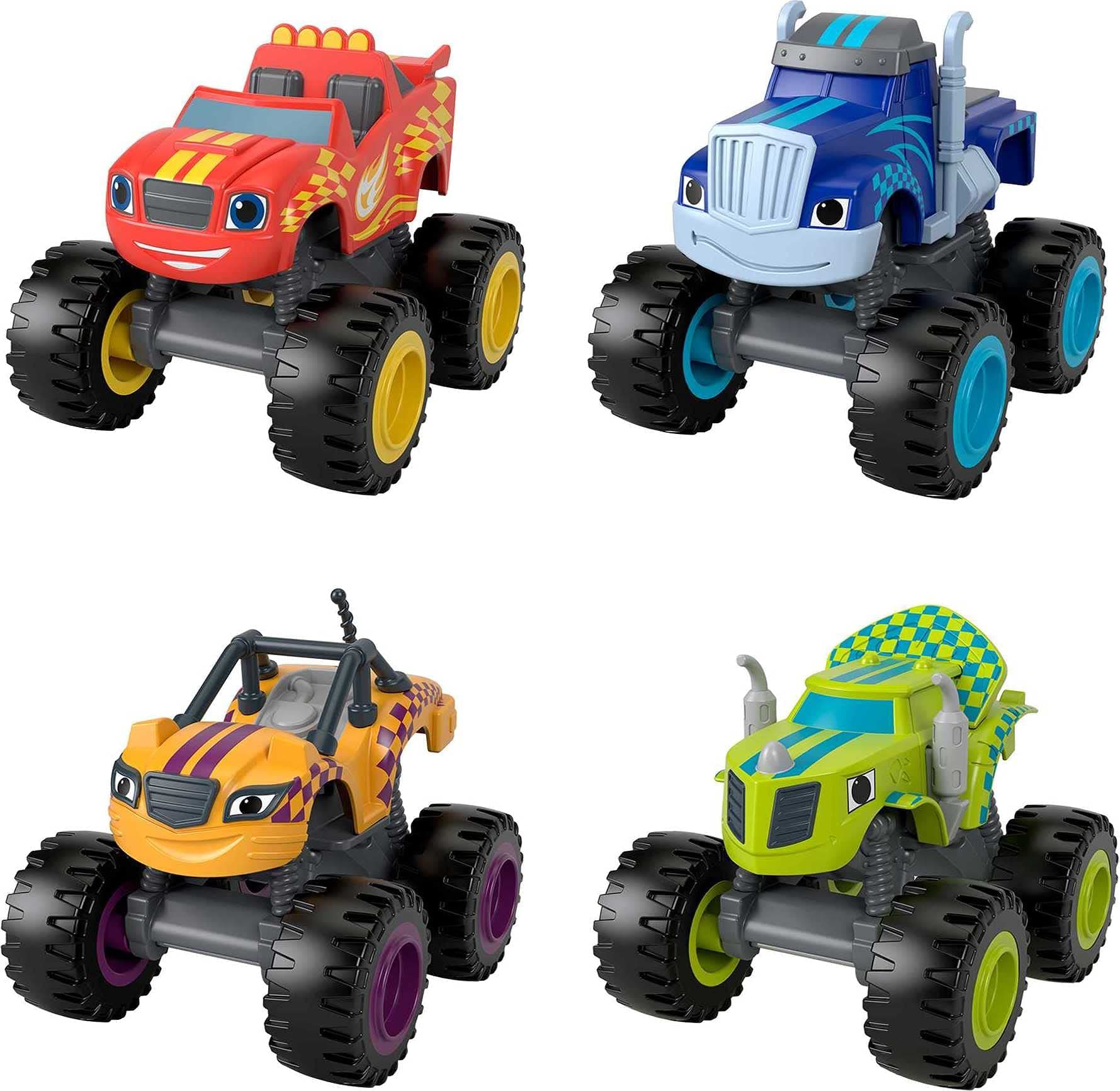 Fisher-Price GXV81 Blaze and the Monster Machines, Pack of 4 Vehicles, Consists of Four Vehicles for Pushing, Toy for Children from 3 Years