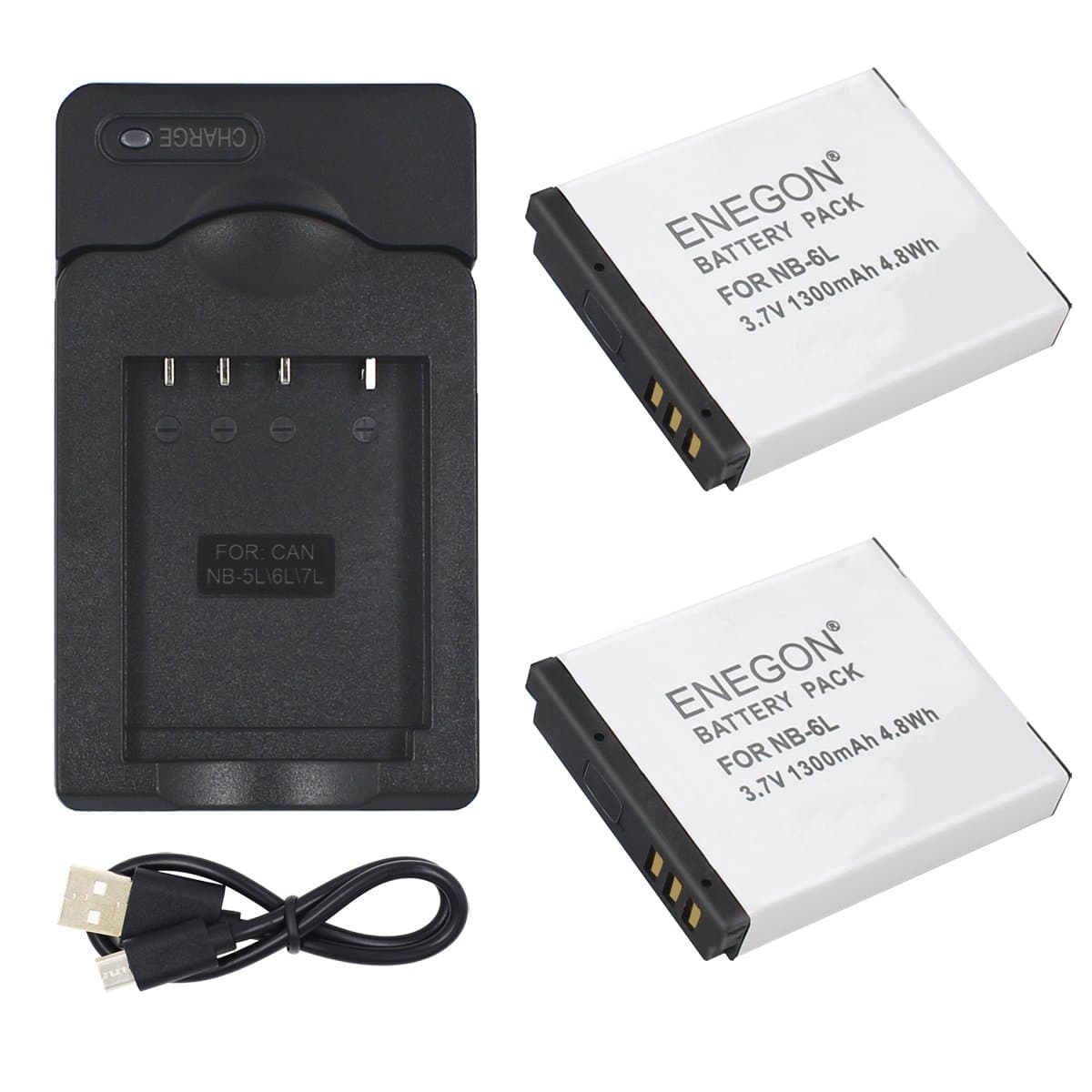ENEGON Replacement Battery (2-Pack) and Charger Kit for Canon NB-6L/NB-6LH/CB-2LY and Canon PowerShot SX510 HS/SX500 is/SX700 HS/SX280 HS/SX260 HS/SX170 is and More Cameras