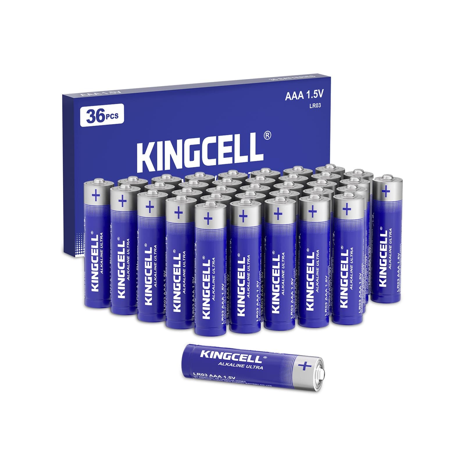 KINGCELL AAA Batteries 36 Count Pack, 1.5V Triple A Batteries with 10 Years Shelf Life, High Performance Alkaline AAA Batteries for TV Remote, Clock, Gaming Controller, Kids Toy