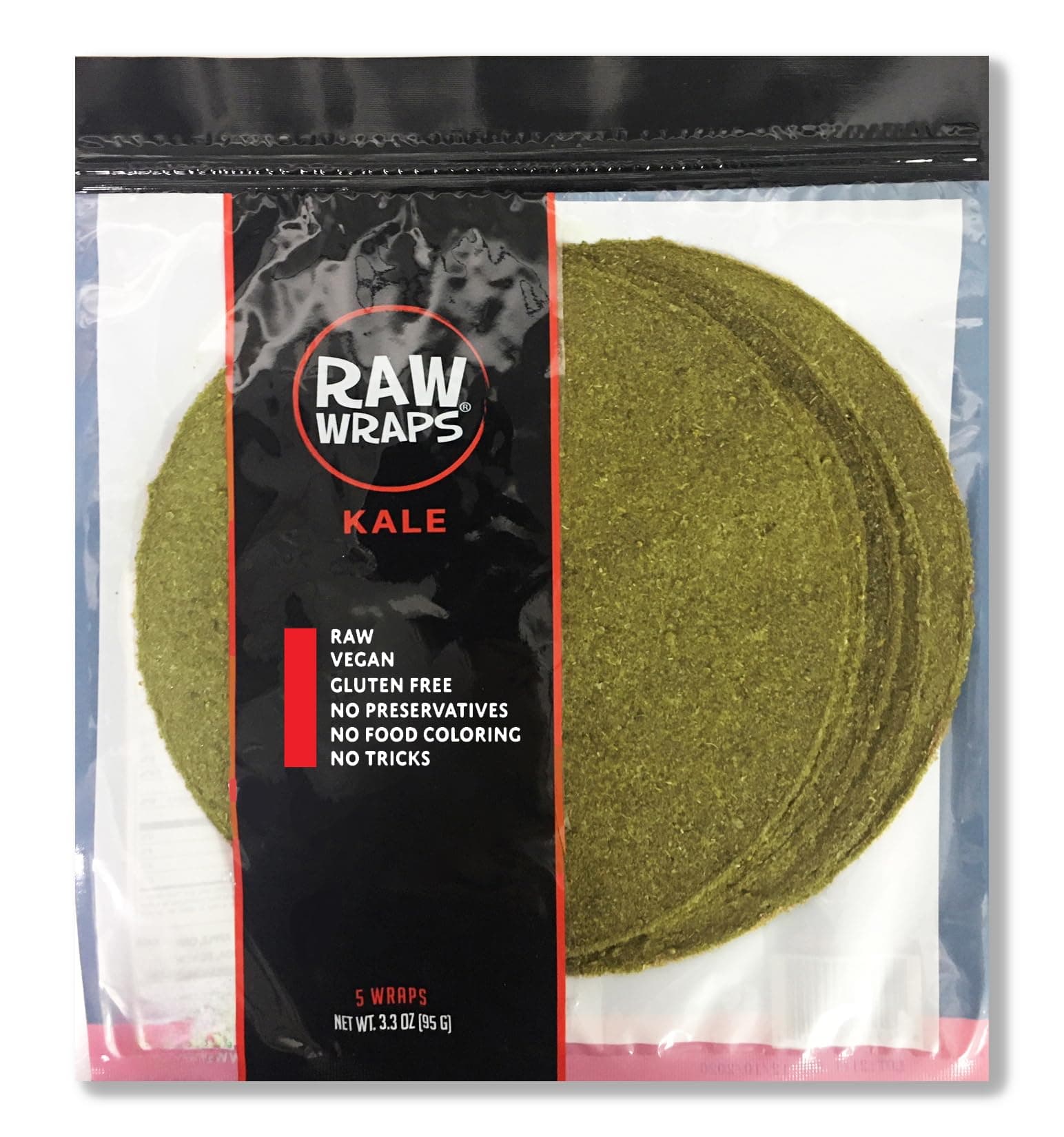 Gluten Free, Paleo, and Keto Friendly, Shelf Stable, 5 Wraps per Pack , Vegan, Non-GMO, No Added Salt or Sugar, Yeast Free, Low Carb Tortilla Wraps, Kale Flavor