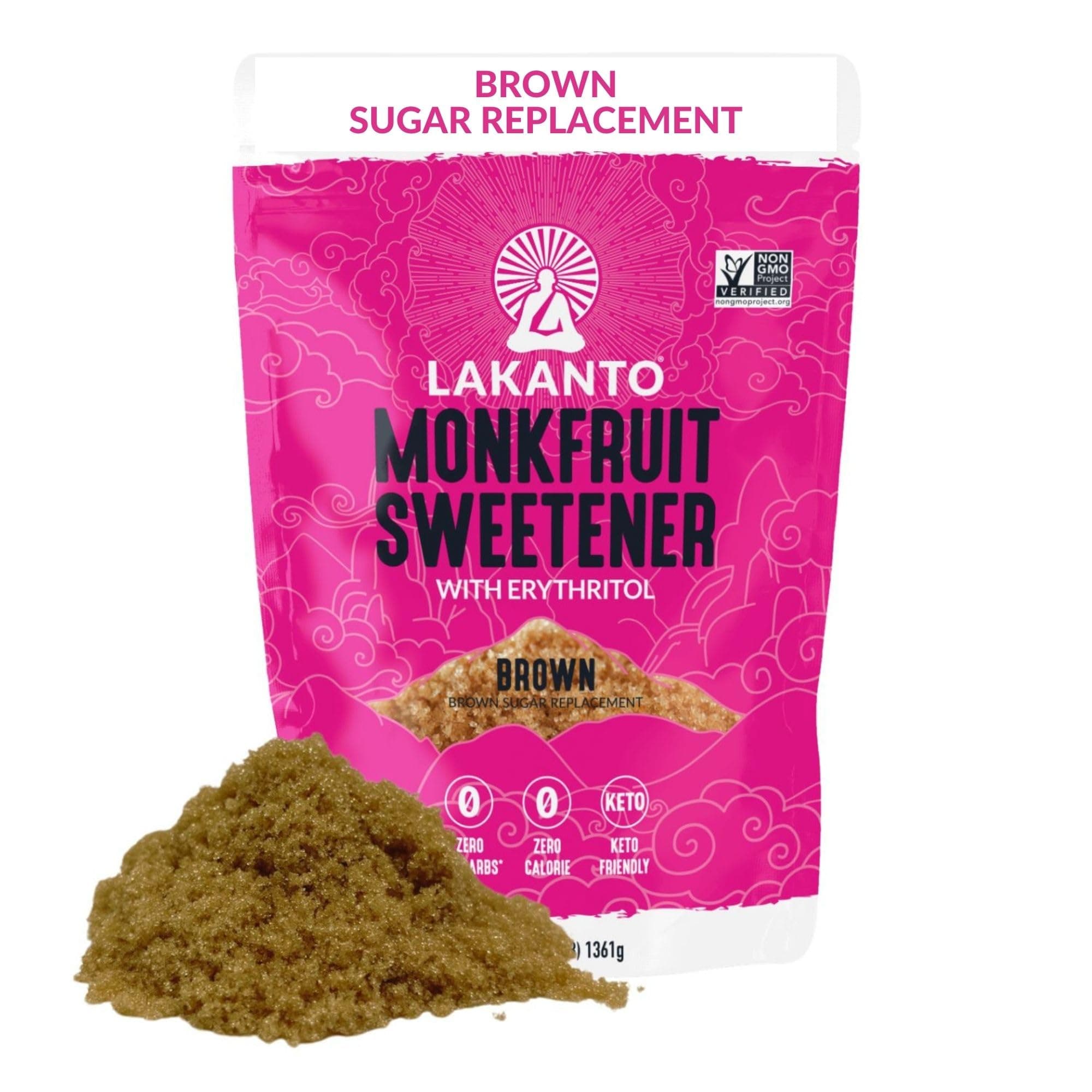 Brown Monk Fruit Sweetener with Erythritol - Brown Sugar Substitute, Zero Calorie, Baking, Vegan, Keto Diet Friendly, Zero Net Carbs, Gluten Free, Sugar Replacement, Extract (3 lb)