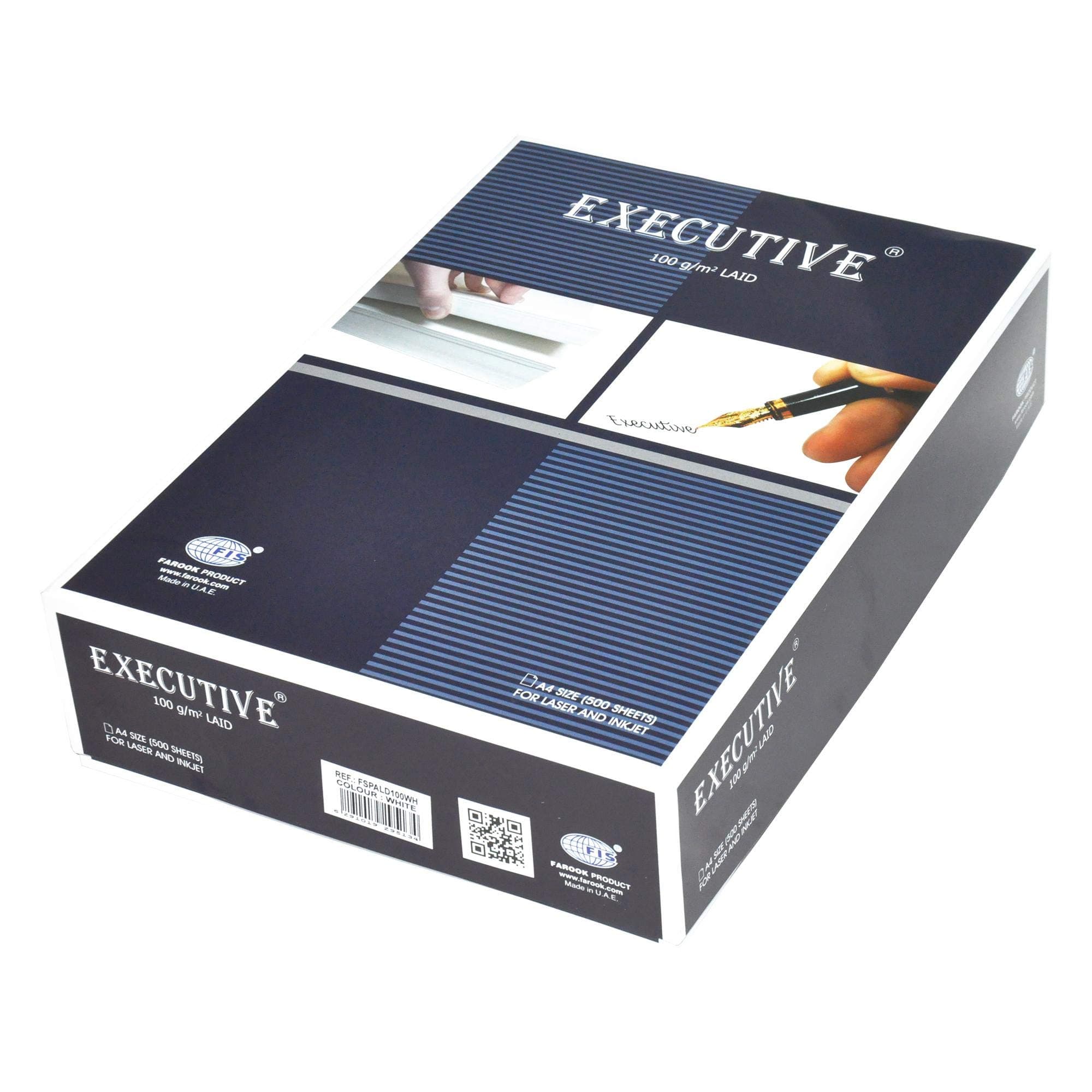 Executive Laid Paper, A4 Size(210x297mm) 100gsm, 500 Sheets Per Pack, Moon Beam White, Compatible with Premium Printers, Inkjet Printers, Laser & Copier, for Office, School & Home Use-FSPALD100WH