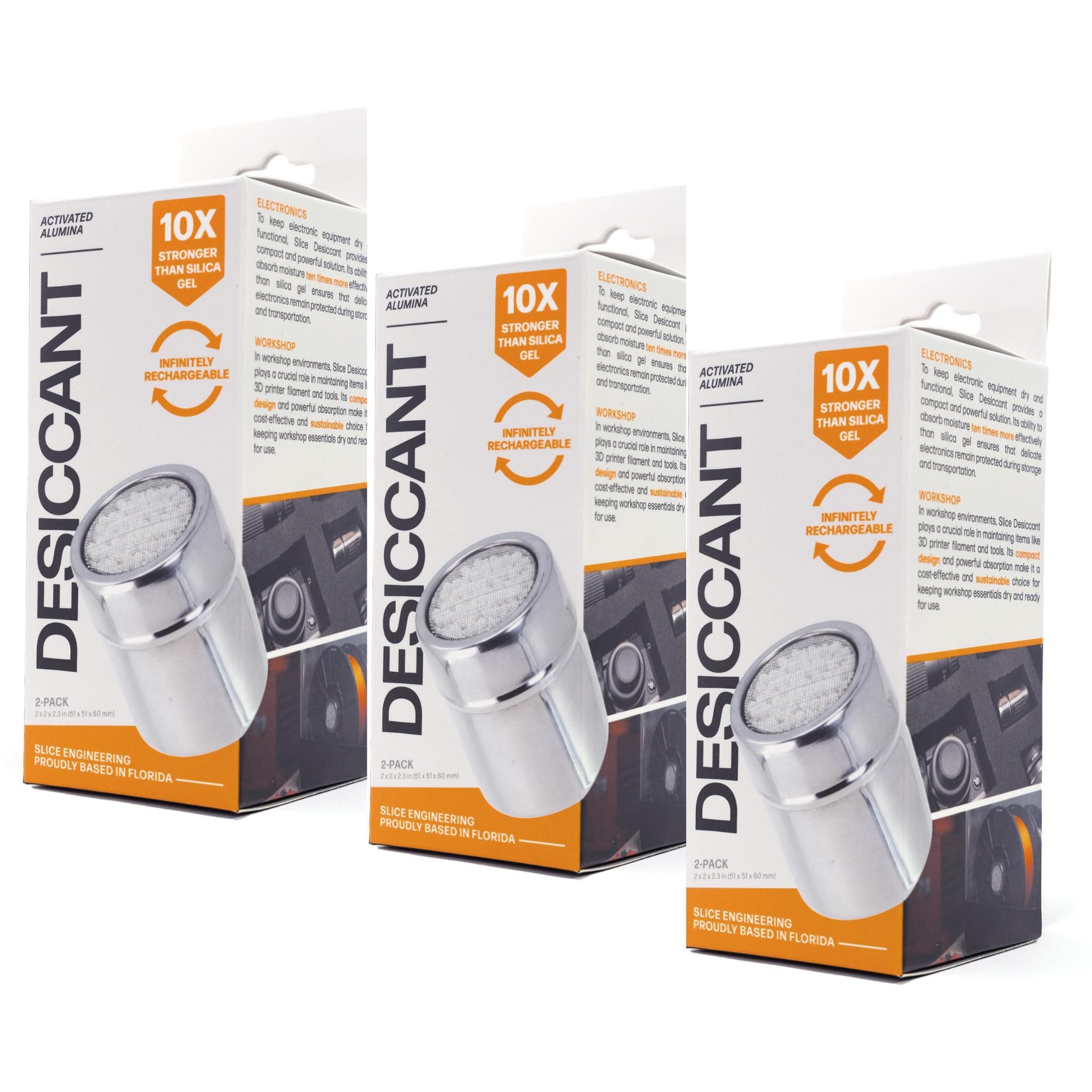 Filament Drying Desiccant (6 Pack) by Slice Engineering | 10X More Powerful Than Silica Gel | Infinitely Rechargeable | Prevent Wet Filament | Fits Perfectly Inside Spools | Made in The USA