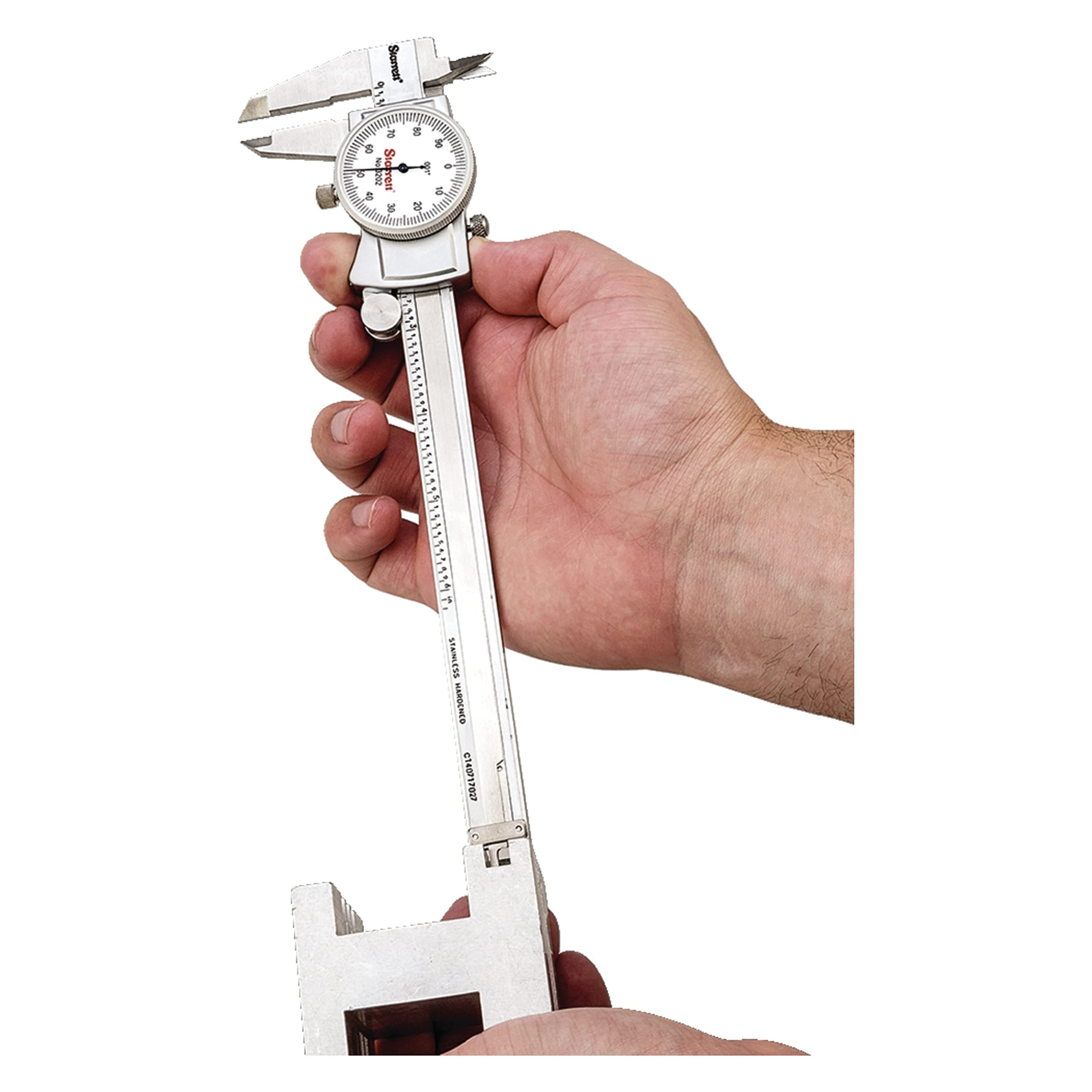 Starrett 3202-6 Dial Caliper, Hardened Stainless Steel, 0-6" Range, 0.001" Graduation, White