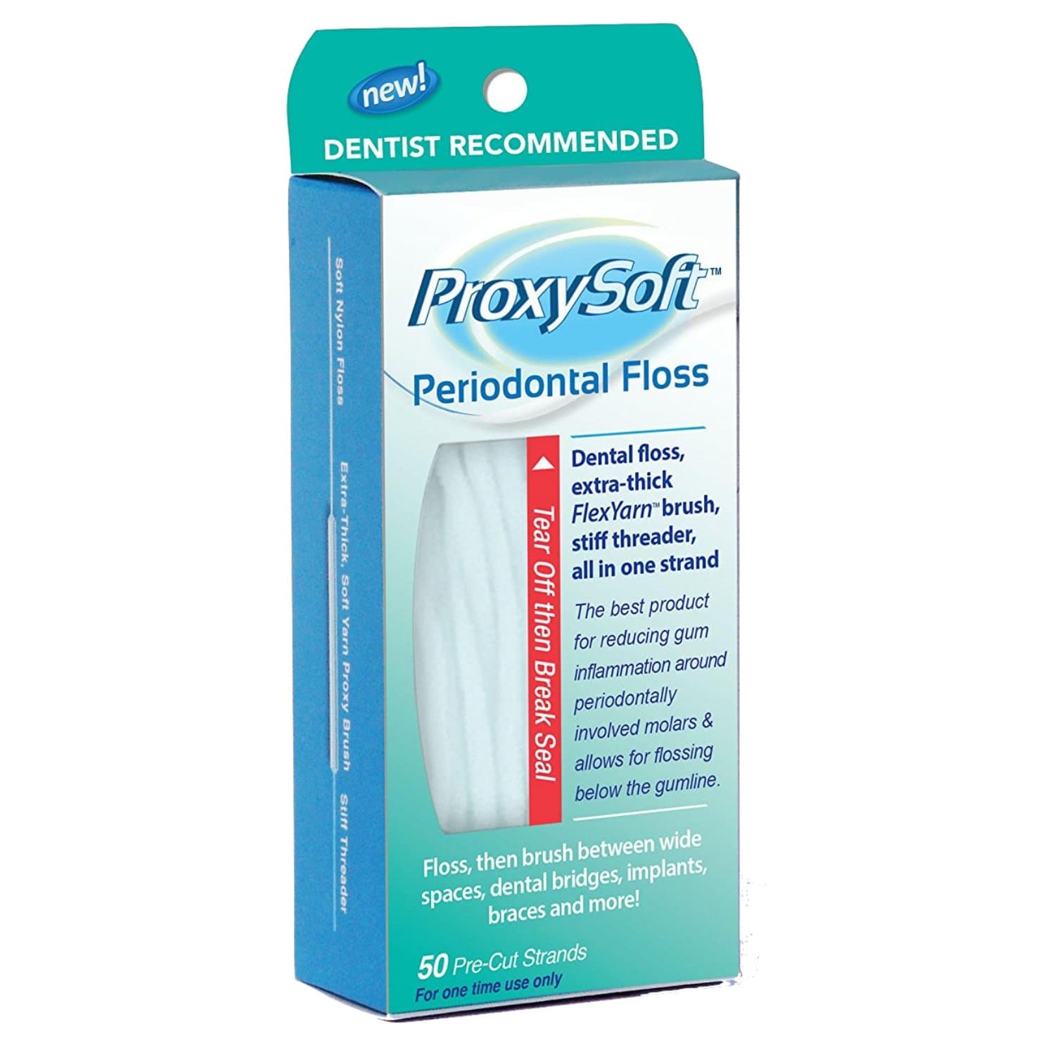 Periodontal Floss, 1 Pack - Dental Floss Threader, Braces Floss and Thick ProxyBrush for Daily Care of Periodontal Disease and Gum Health - Orthodontic Flossers for Braces and Teeth