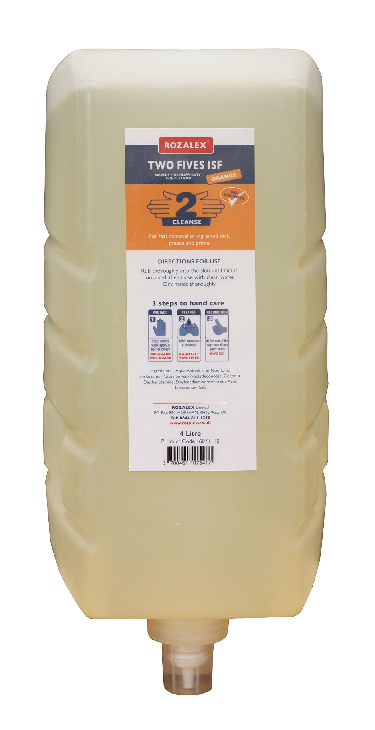 Rozalex Two Fives ISF Orange Solvent-Free Non-Beaded Hand Cleaner Cartridge 4 Litre