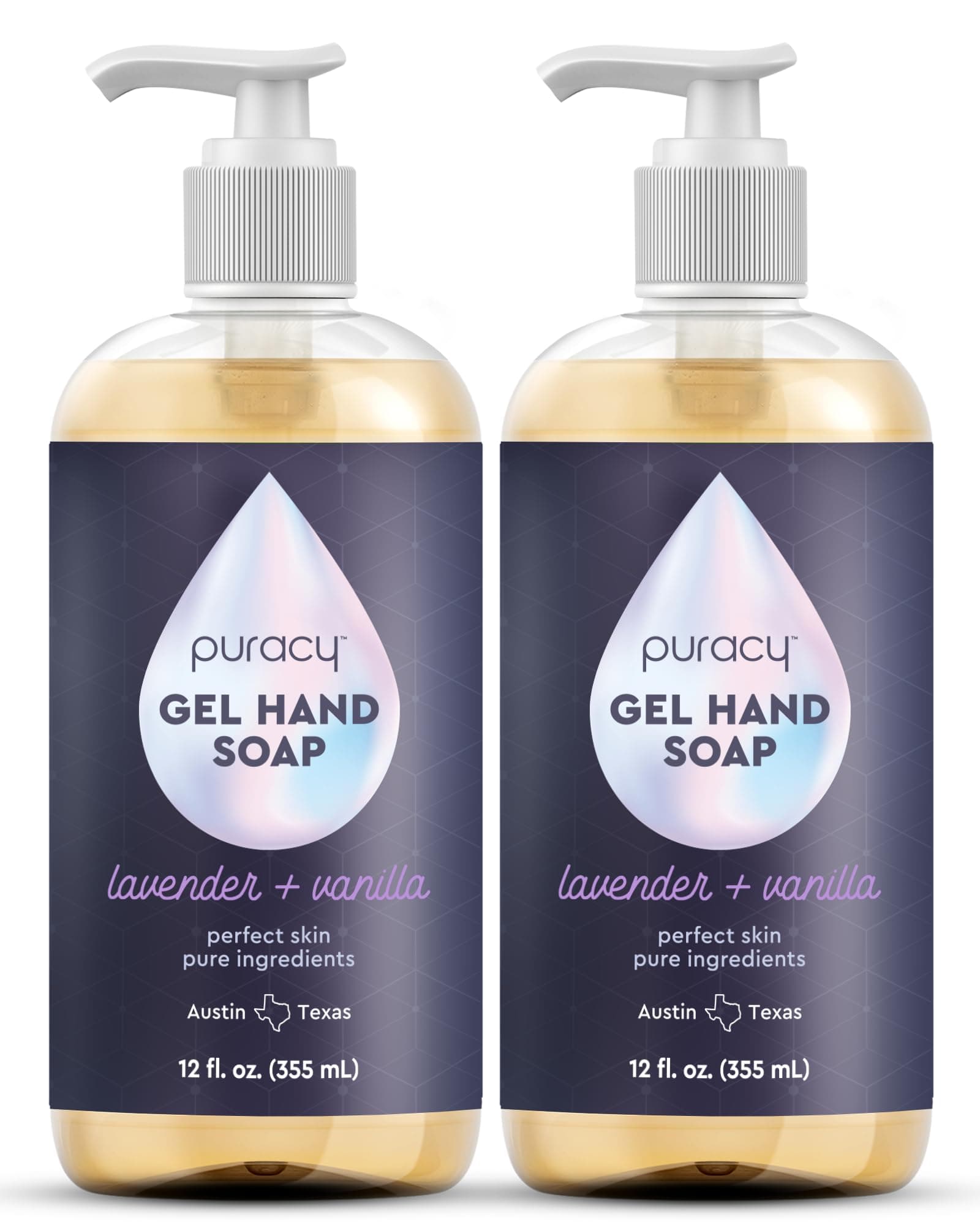 Organic Hand Soap, For the Professional Hand Washers We've All Become, Moisturizing Natural Gel Hand Wash Soap, Liquid Hand Soap Refills for Soft Skin (12 fl.oz, Lavender & Vanilla) 2-Pack