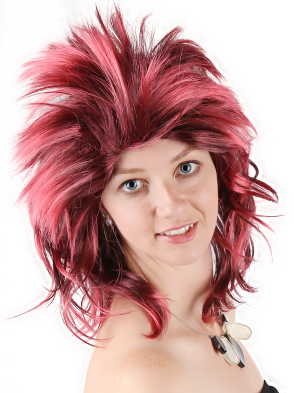 Anime Party 80s Character Zinger Punk Wig Disco Spink Mohawk Cosplay Halloween Costume Synthetic Hair Adult Women Men Red