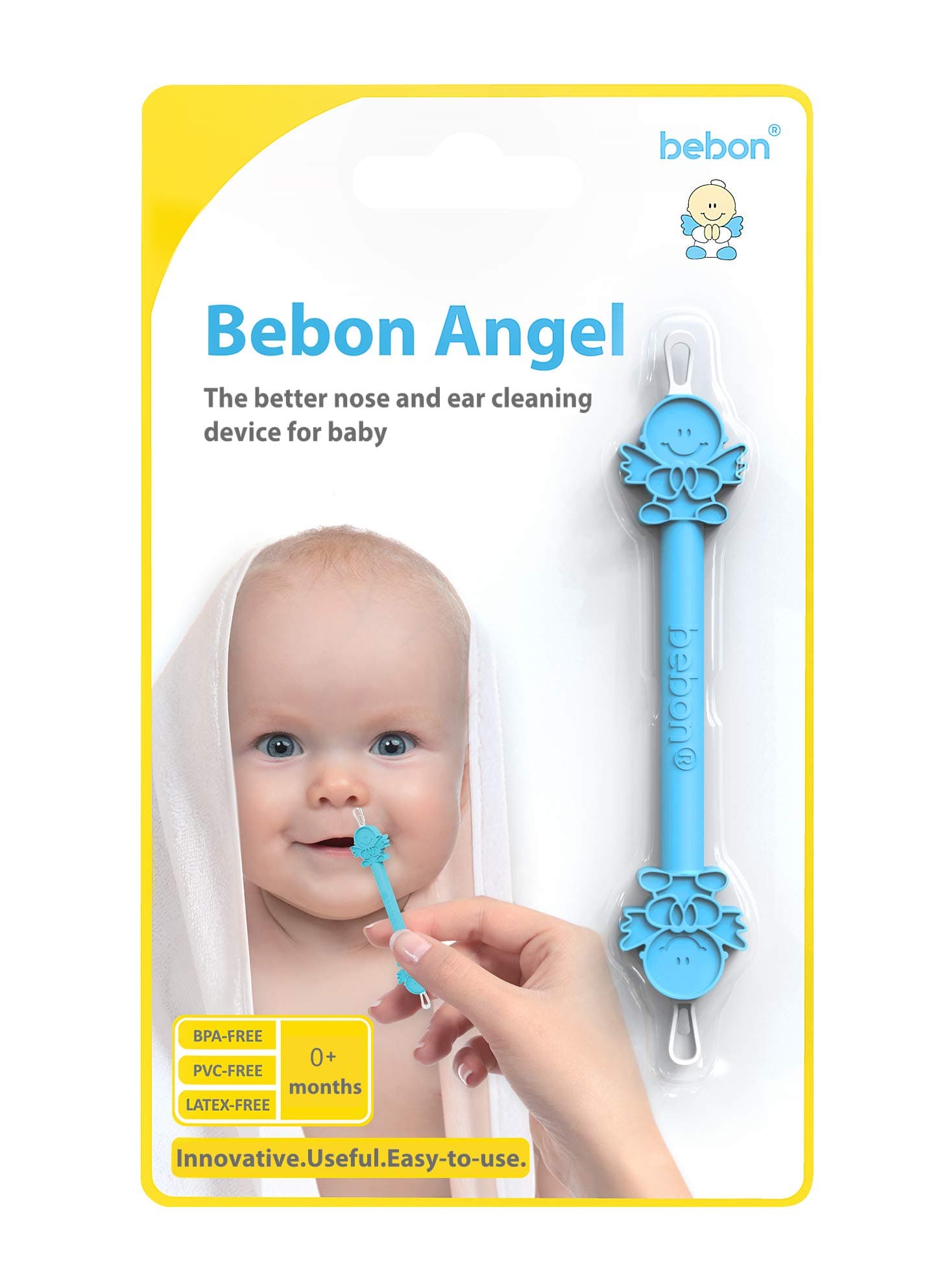 Baby Nose Cleaner – bebon Angel – More Gentle and Effective Than Nasal Aspirator, Bulbs or Snot Sucker – Easy-to-Use (Blue)