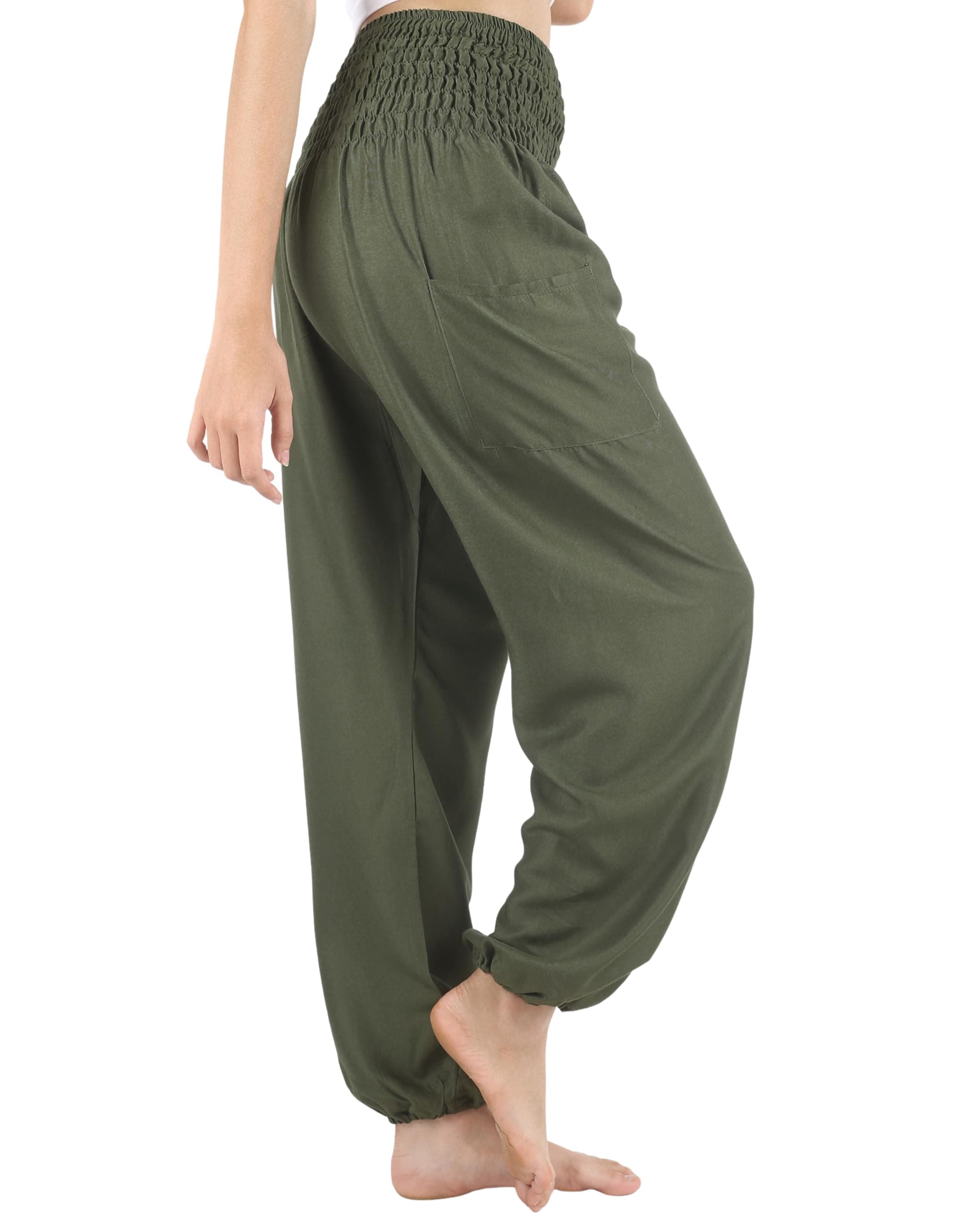 - 2-Pocket Flowy Harem Pants Women for Yoga Travel Hippie Clothes