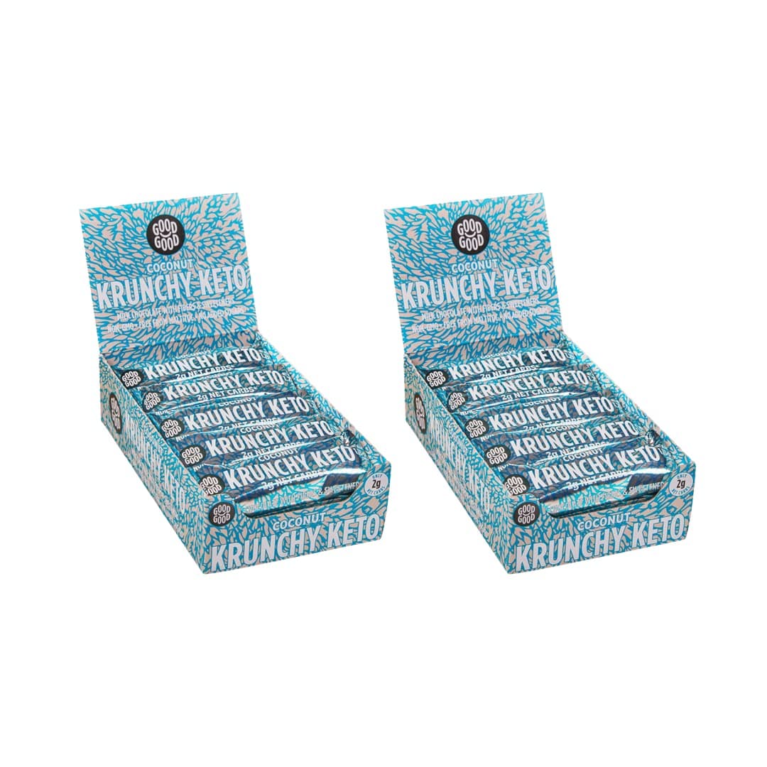 GOOD GOOD Krunchy Keto Bar Coconut - Low Calorie, Low Carb & No Added Sugar - High Fibre Protein Bar - Suitable for Diabetics & Sugar Intolerant Individuals (30x35g)