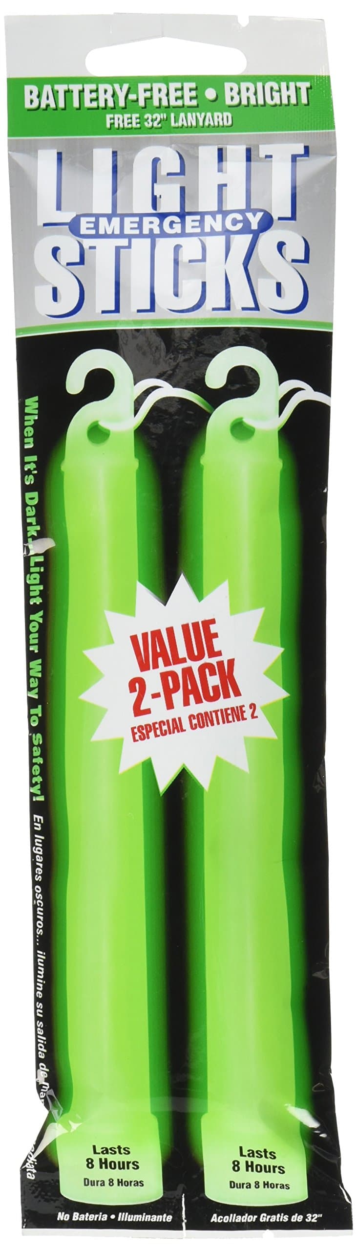 Ready America 27217 8-Hour Emergency Lighsticks (2 Pack), Green